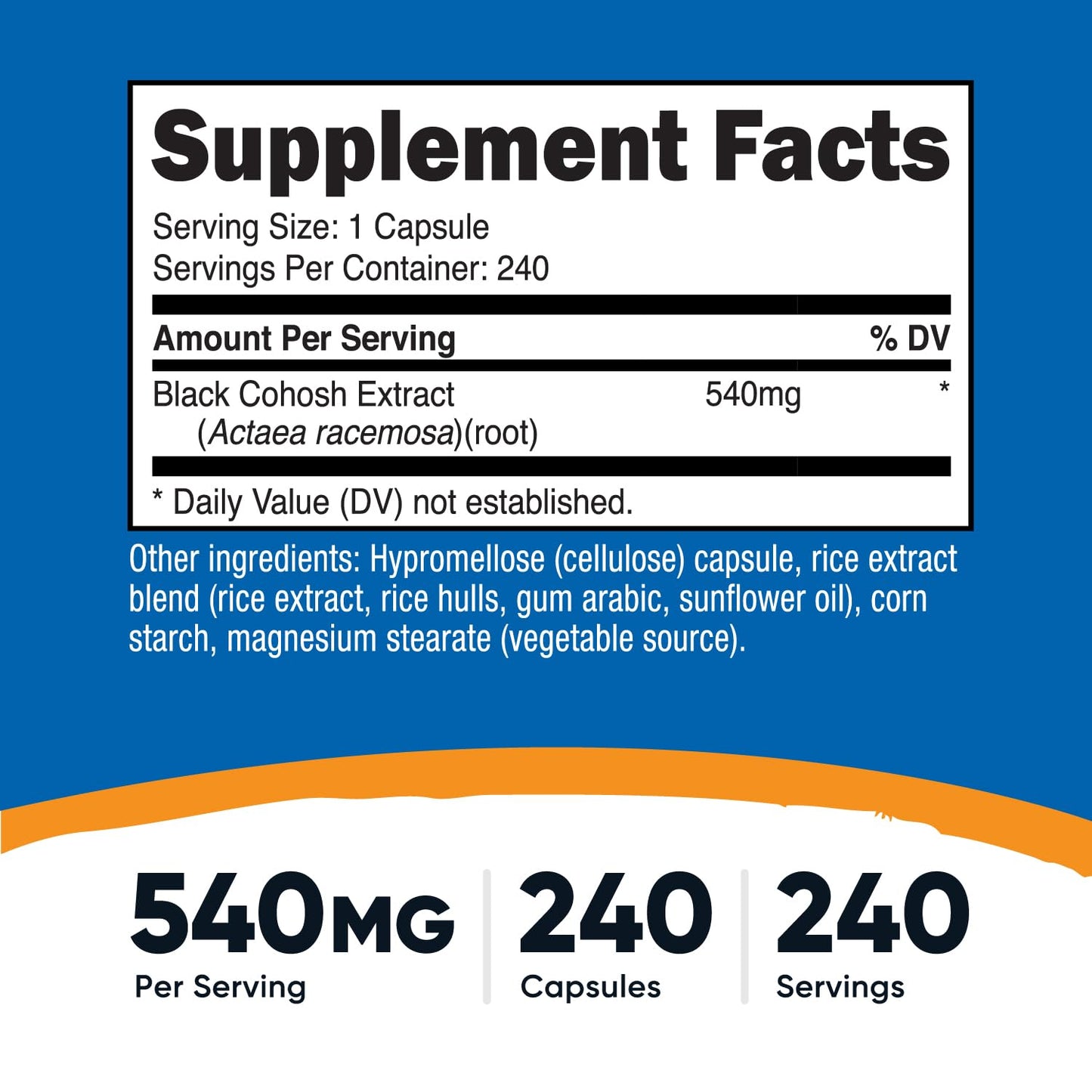 Nutricost Black Cohosh 540mg Capsules, 240 Count