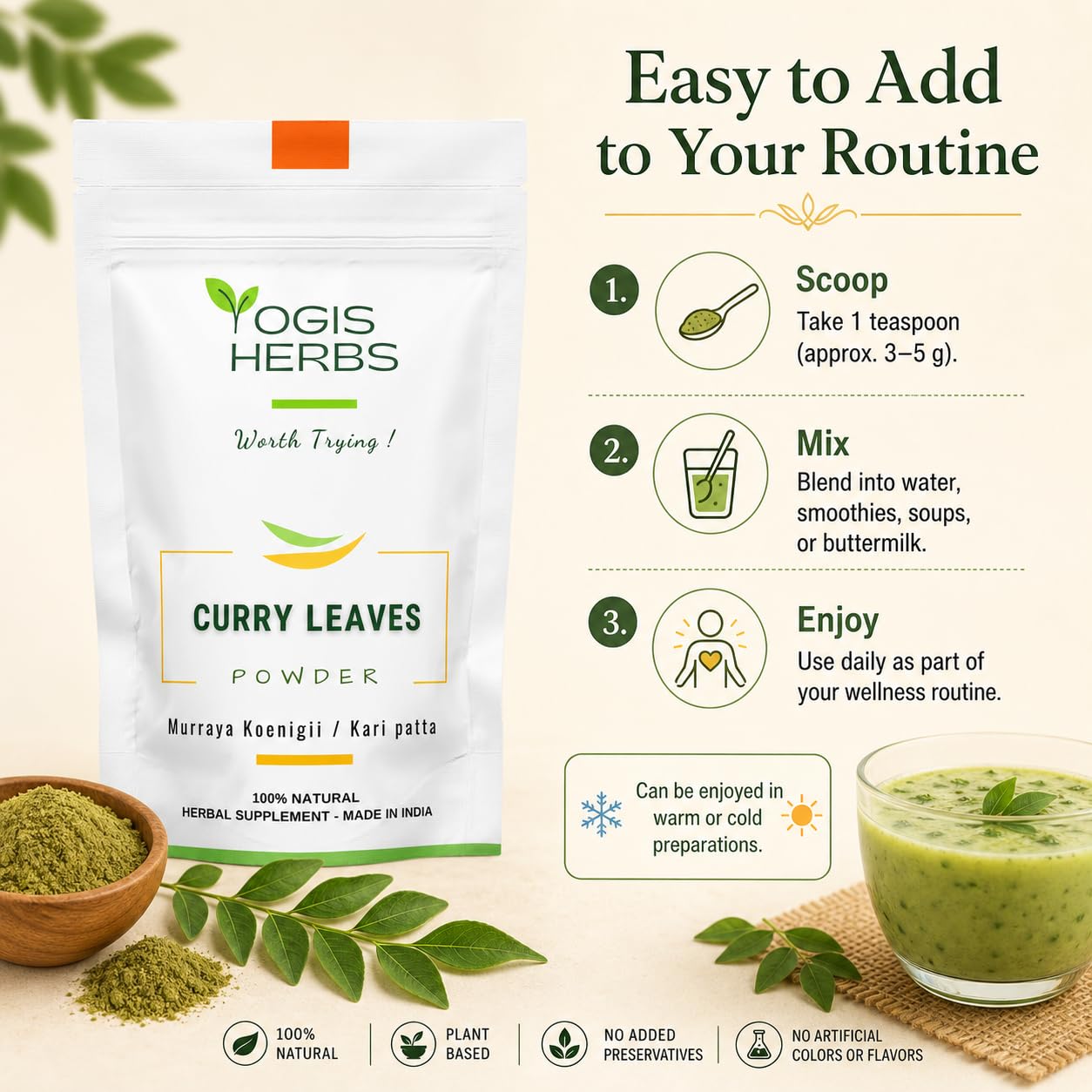 YOGIS HERBS Curry Leaf Powder 8 Ounce
