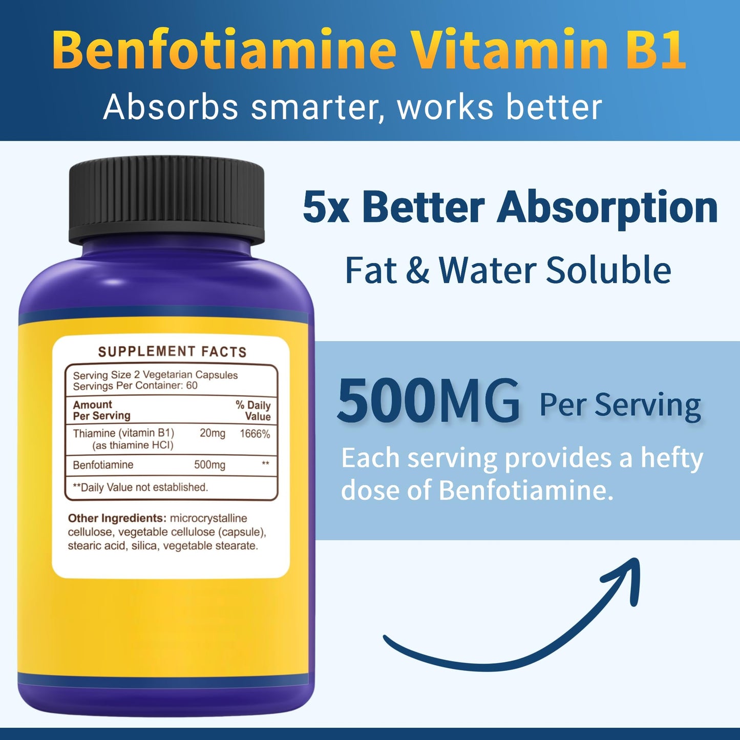 Nutriselect B1 Benfotiamine 500mg Capsule, 120 Count
