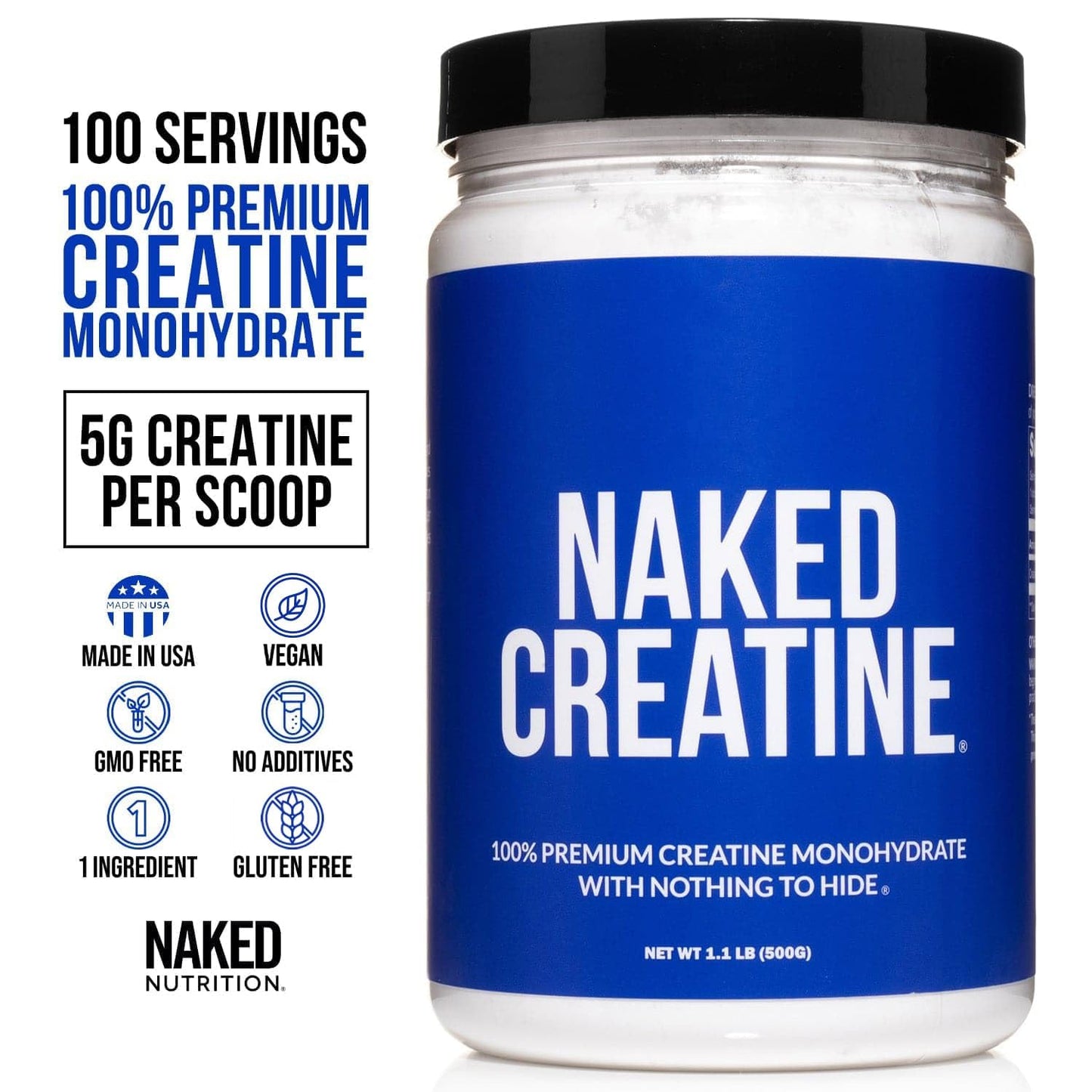 NAKED Pure Micronized Creatine Monohydrate Powder 17.6 oz 100 Servings