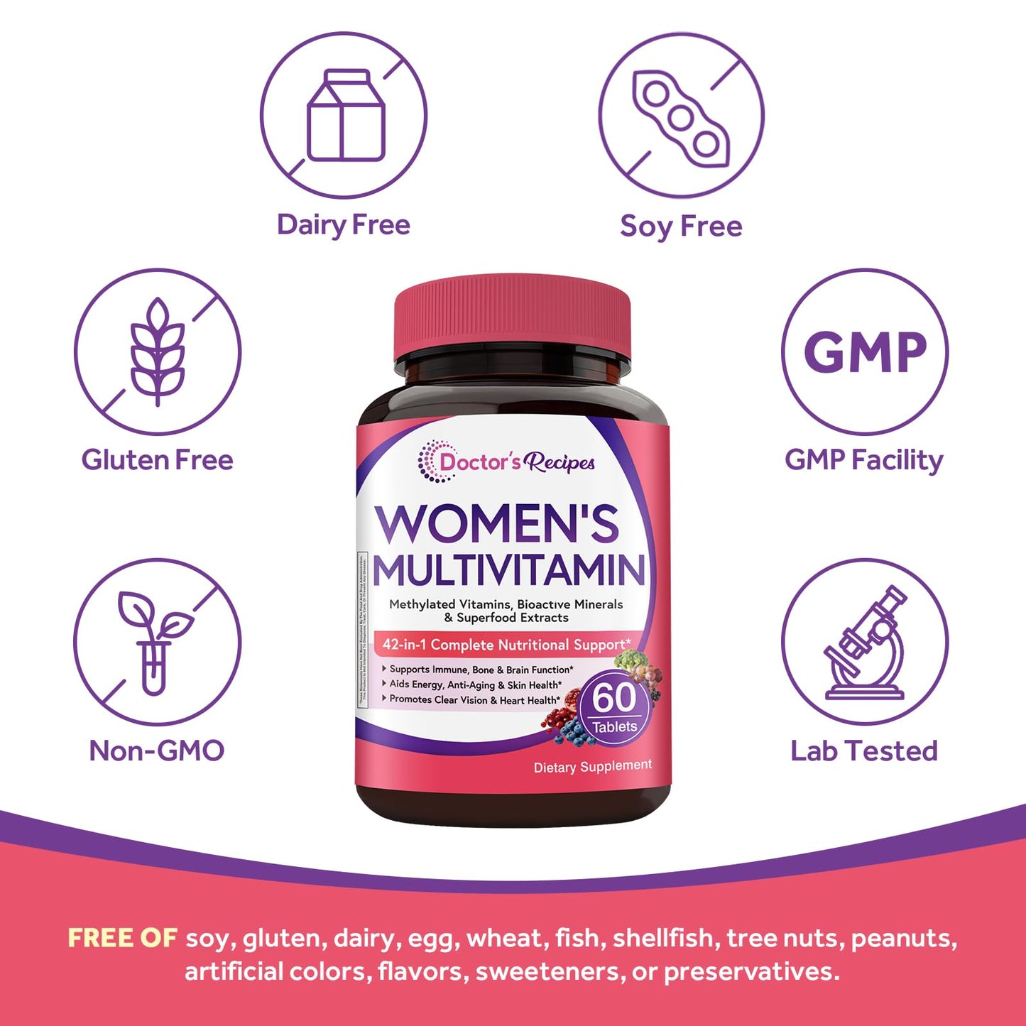 Doctor's Recipes Women's Multivitamin Tablet 60 Count