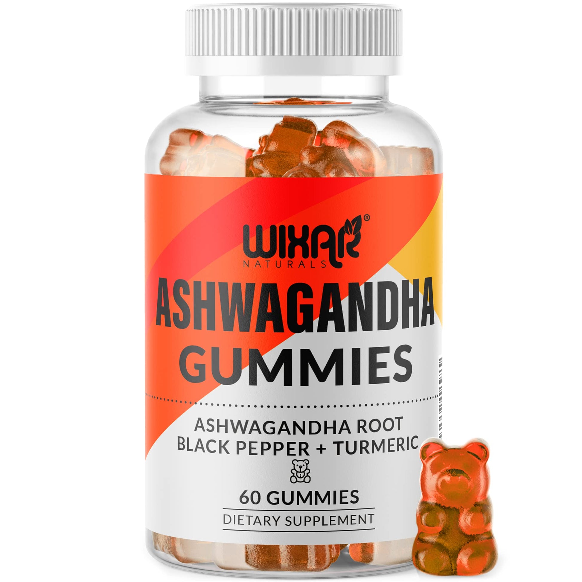 WIXAR NATURALS Ashwagandha Gummies with Turmeric and Black Pepper Extract - Herbal Gummy Supplement, 60 Gummies