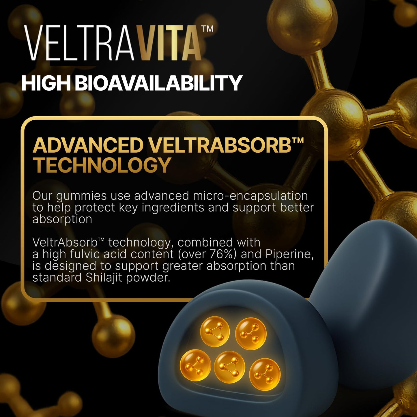 VeltraVita Alpha Shilajit Gummies 60 Count