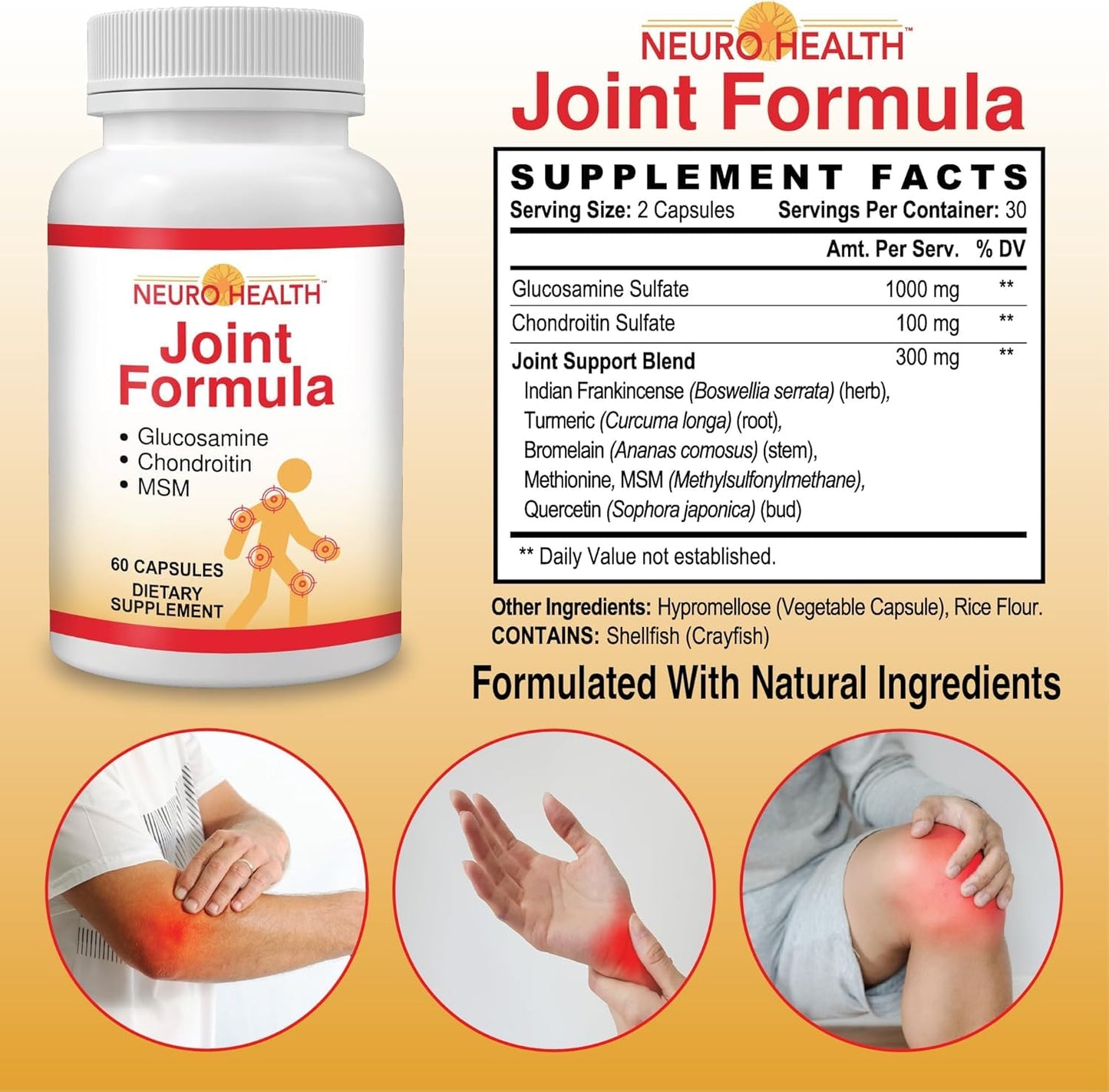 Neuro Health Joint Formula with Glucosamine, Chondroitin and MSM Capsules, 60 Capsules