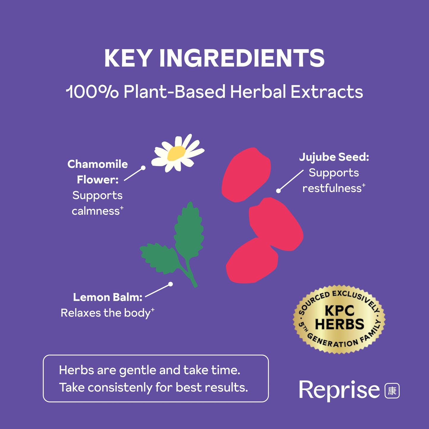 Reprise Melatonin-Free Natural Sleep Aid Gummies with Jujube & Chamomile, Lemon Balm - Deep Sleep Support, 45 Count