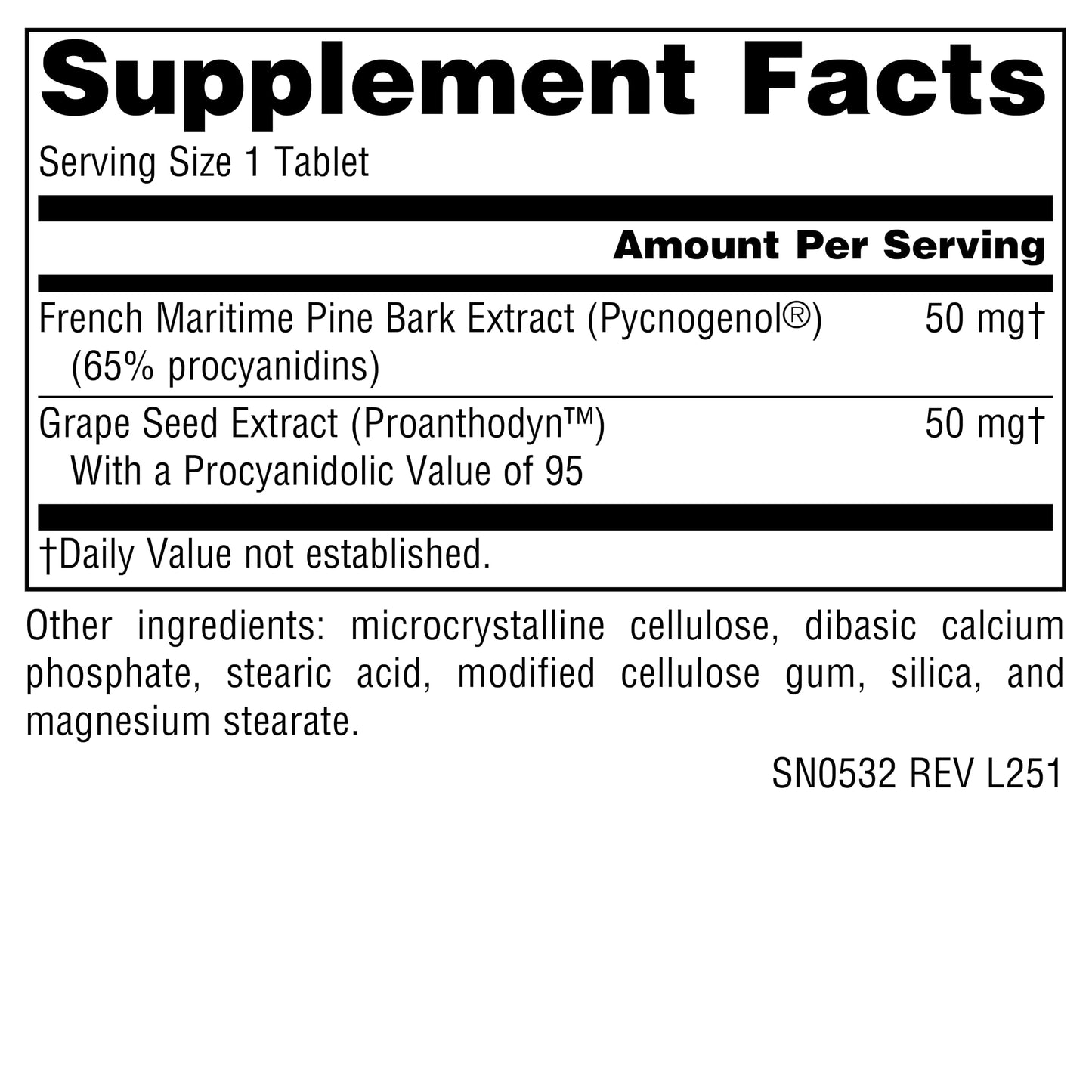 Source Naturals Pycnogenol & Grape Seed Extract 100 mg Dietary Supplement Tablet 30 Tablets