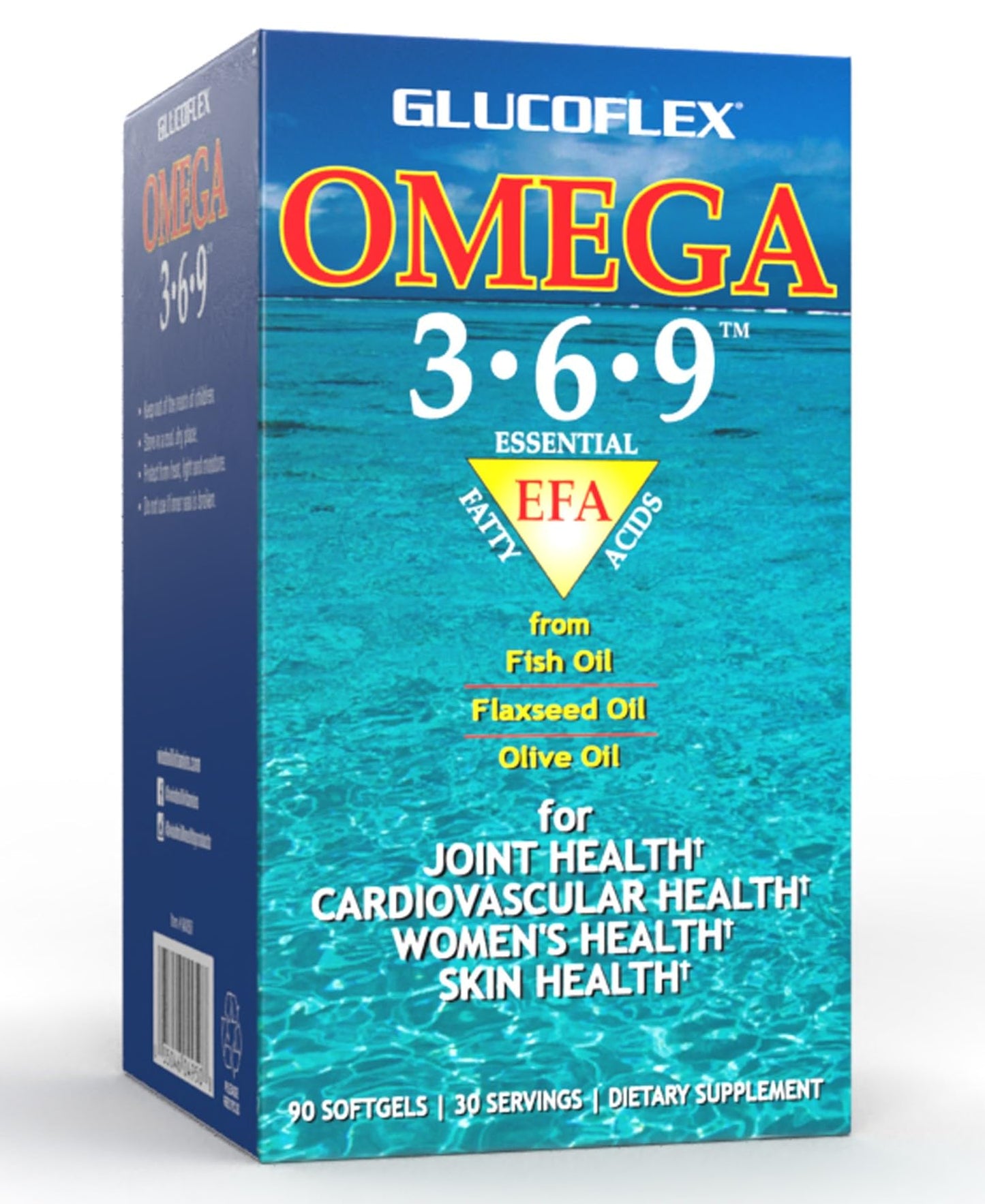 Glucoflex Omega 3-6-9 Omegas from EPA/DHA Fish Oil for Joint Health Softgel, 90 Count