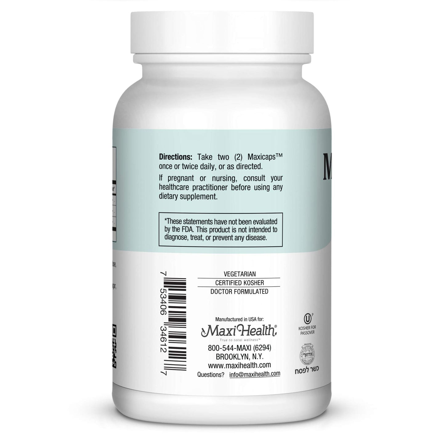 Maxi Health Kosher for Passover Calm Serenity and Relaxation Support Capsules 120 Count