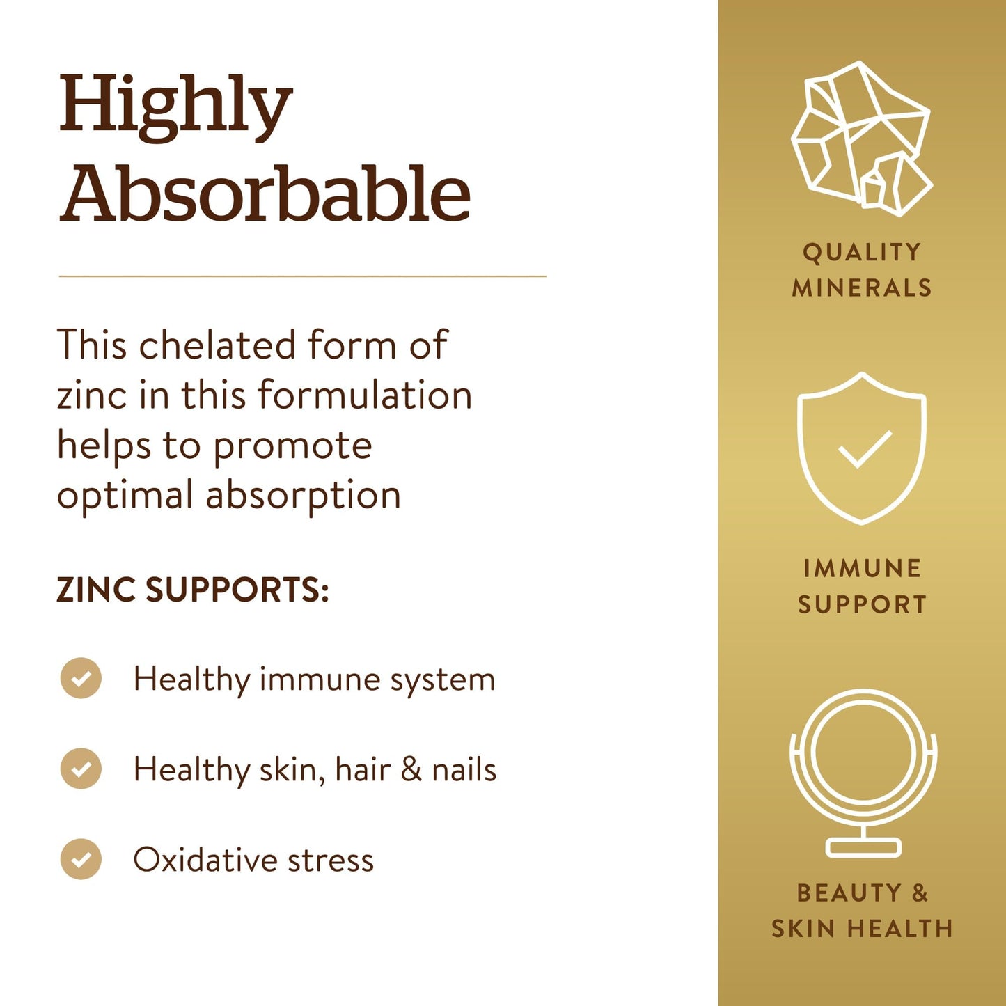 Solgar Chelated Zinc Tablet, 100 Tablets