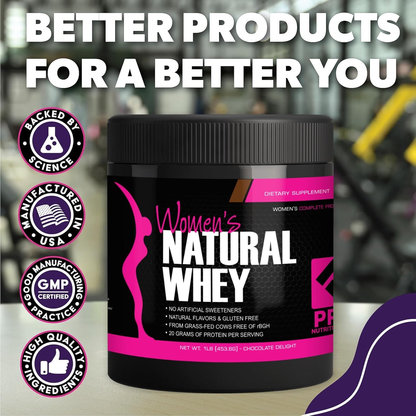 PRO NUTRITION LABS Whey Protein Powder for Women, 16 Ounces, Chocolate Delight