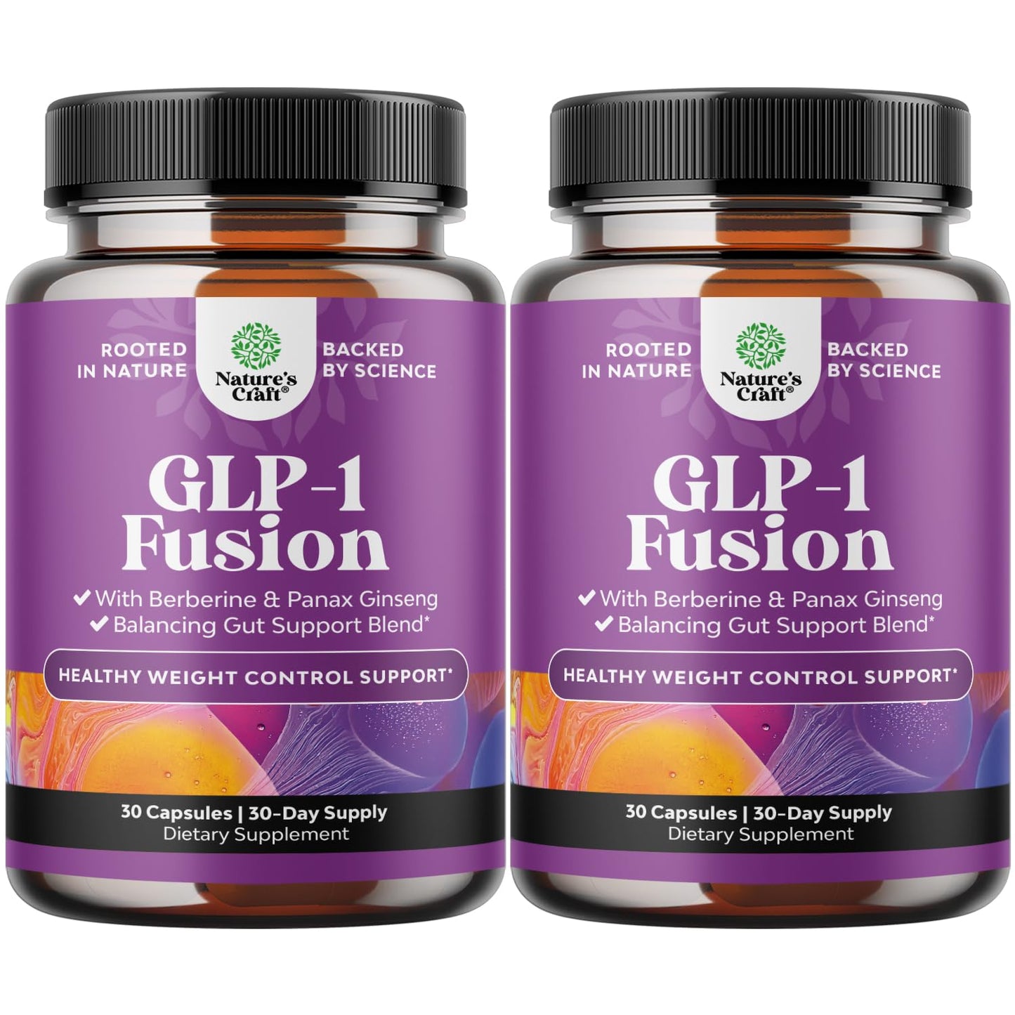 Natures Craft GLP-1 Berberine Supplement - One a Day Healthy Gut Berberine Complex with Panax Ginseng Turmeric Curcumin & Cayenne Pepper for Metabolic Balance, 60 Capsules