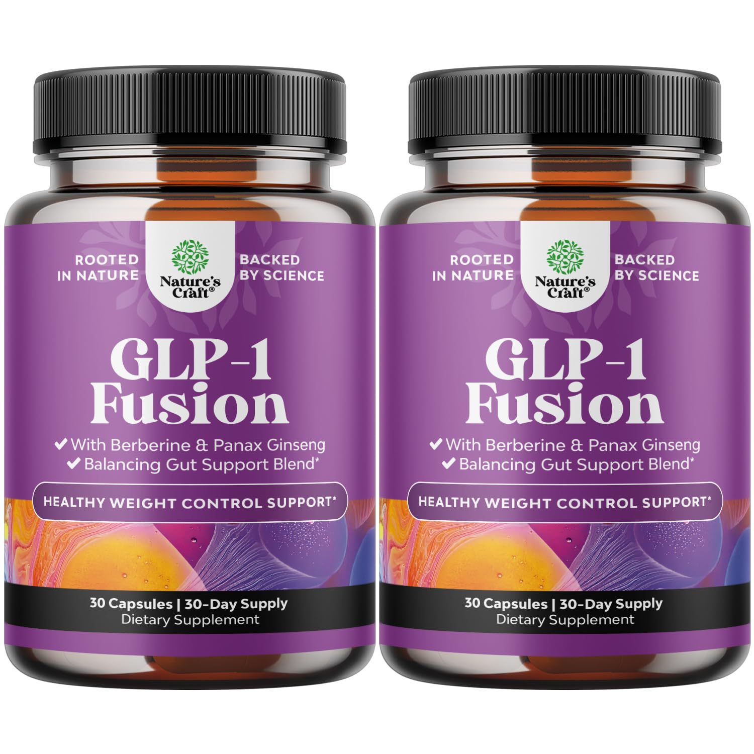 Natures Craft GLP-1 Berberine Supplement - One a Day Healthy Gut Berberine Complex with Panax Ginseng Turmeric Curcumin & Cayenne Pepper for Metabolic Balance, 60 Capsules
