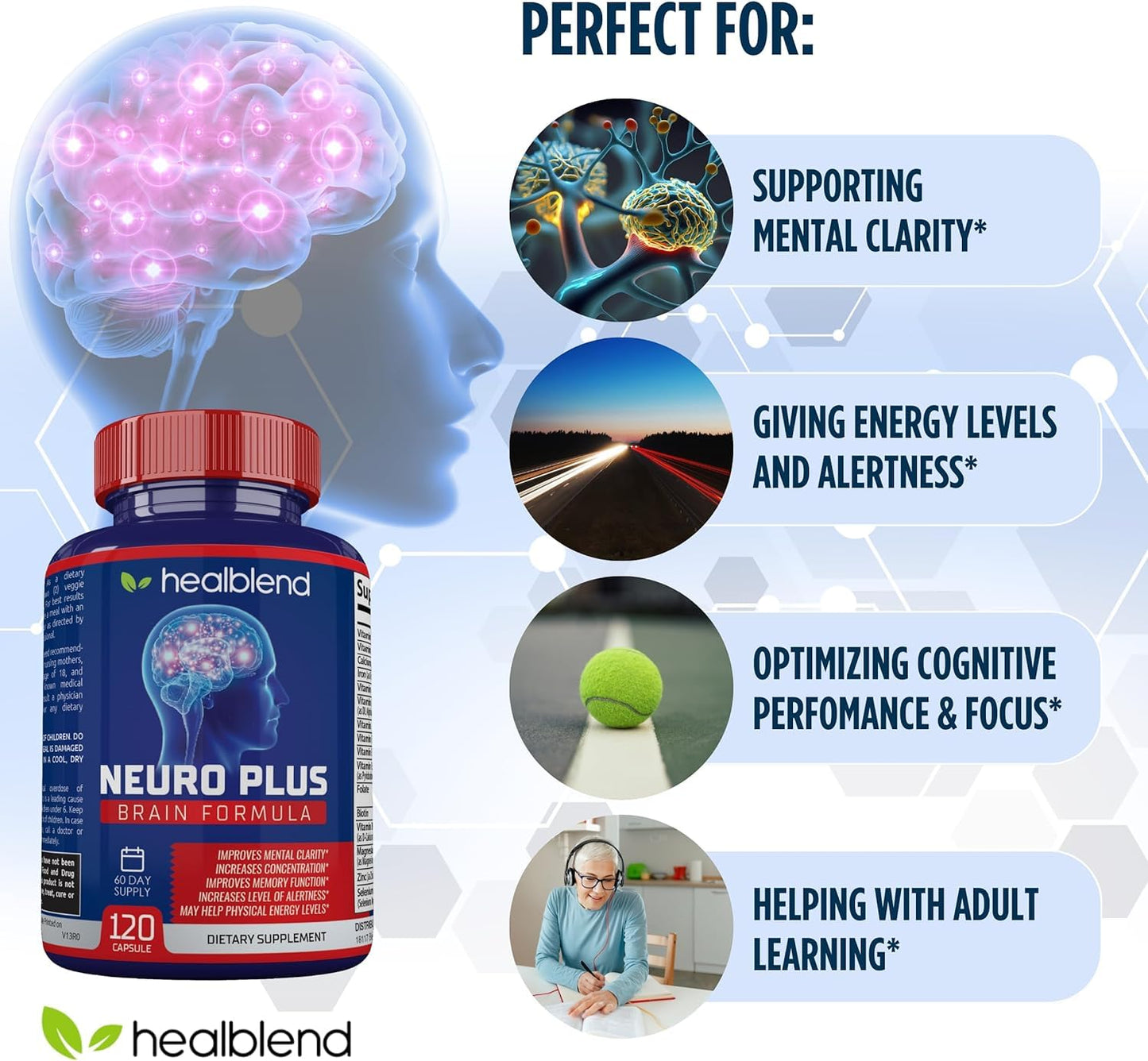 Healblend Neuro Plus Brain & Focus Formula, 120 Capsules