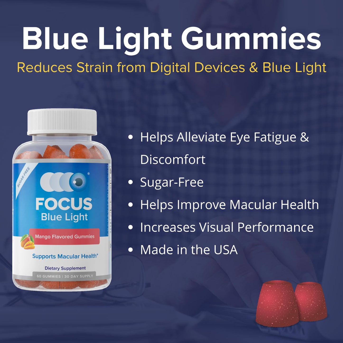 Focus Vision Supplements Blue Light Supplement Gummy 60 Count