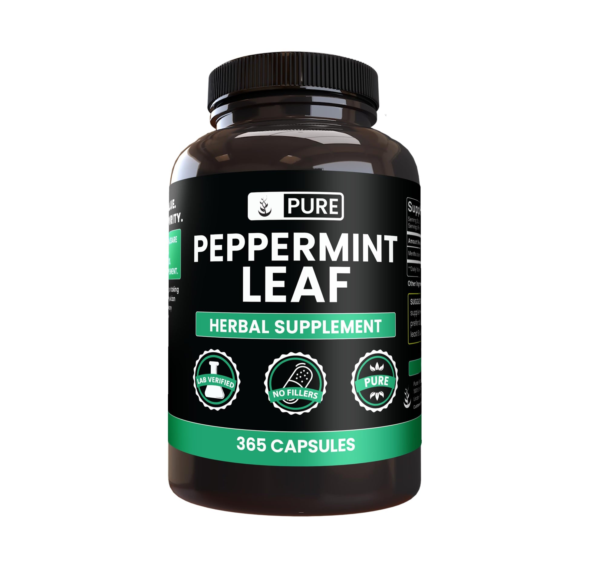 PURE ORIGINAL INGREDIENTS Peppermint Leaf Capsules 365