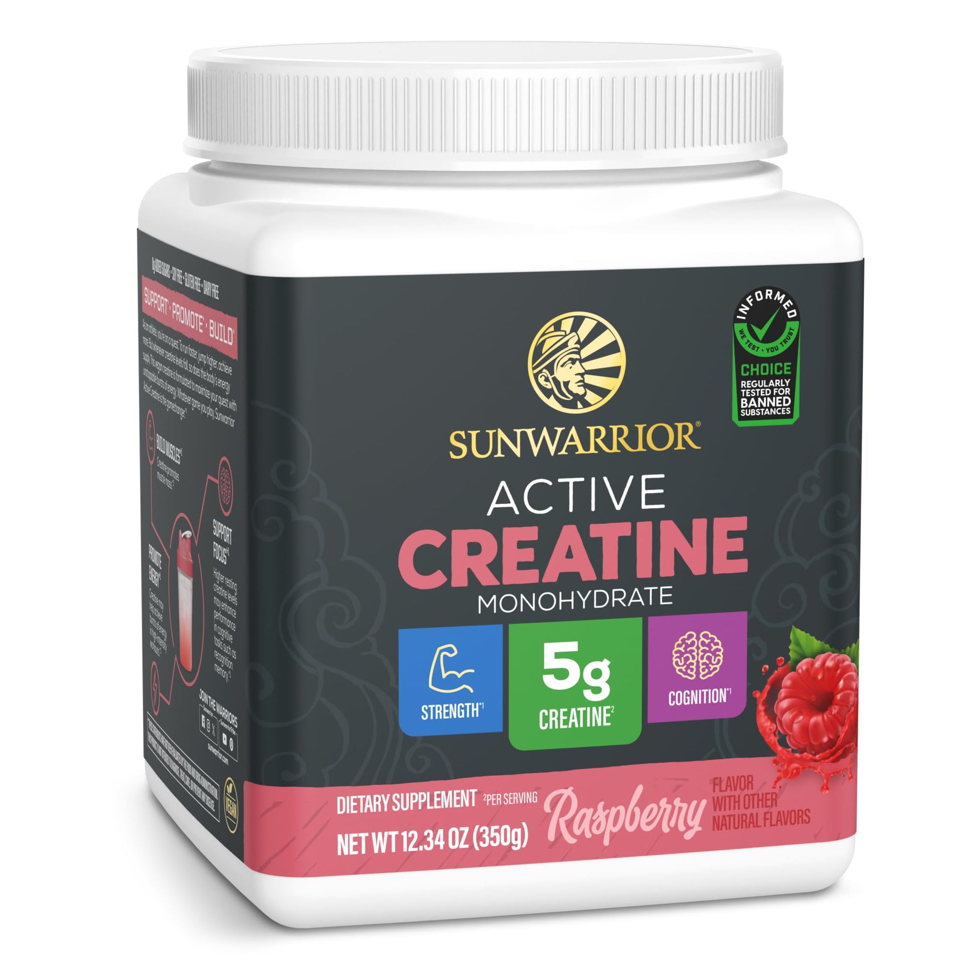 Sunwarrior Raspberry Active Creatine Powder, 12.34 oz, 50 Servings