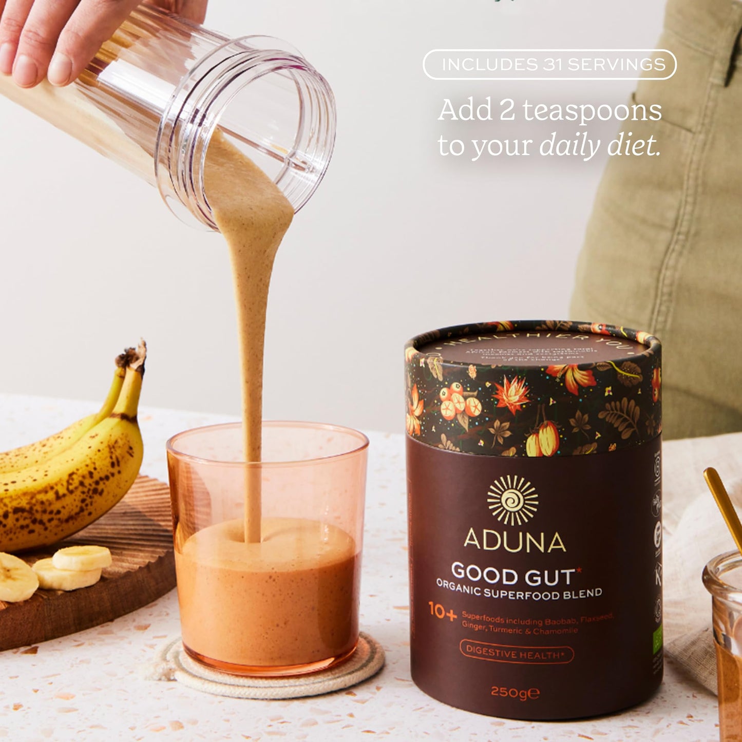 Aduna Organic Good Gut Superfood Blend Powder 8.82 Ounce