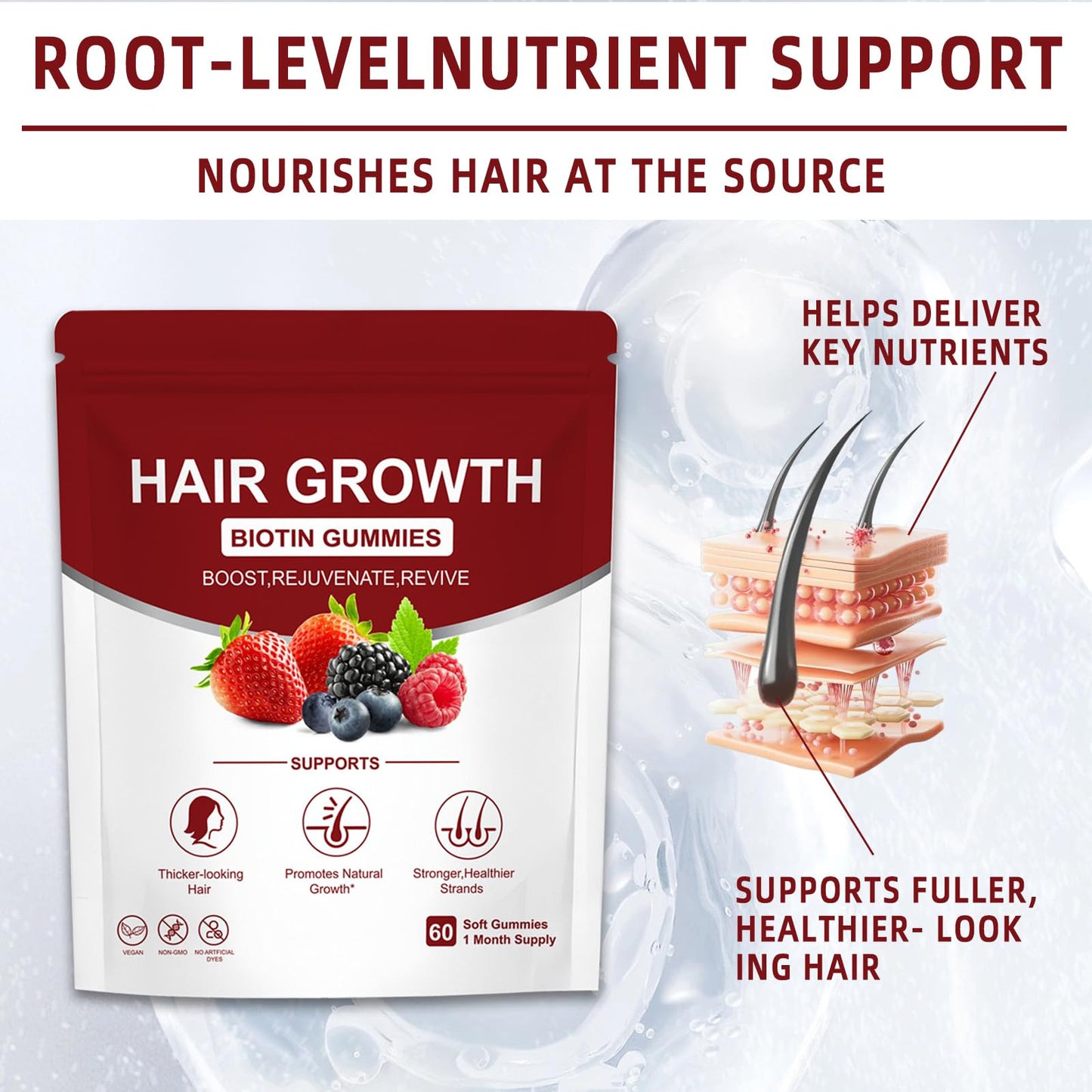 DDOOUU Lumin Hair Growth Gummies 60 Count