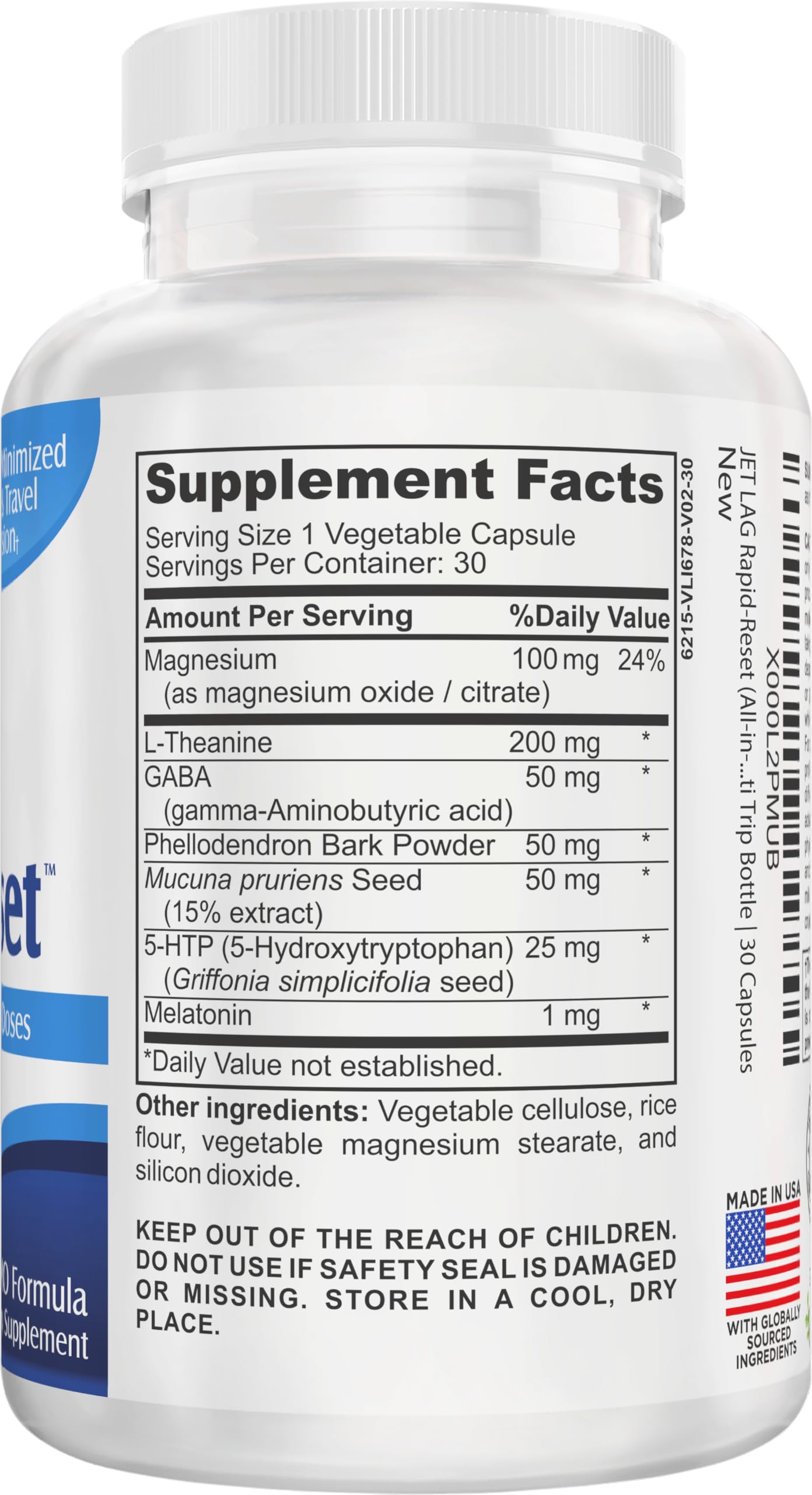 Elevate Recovery Supplements Jet Lag Rapid-Reset (7-in-1) Support Supplements Capsules 30 Count