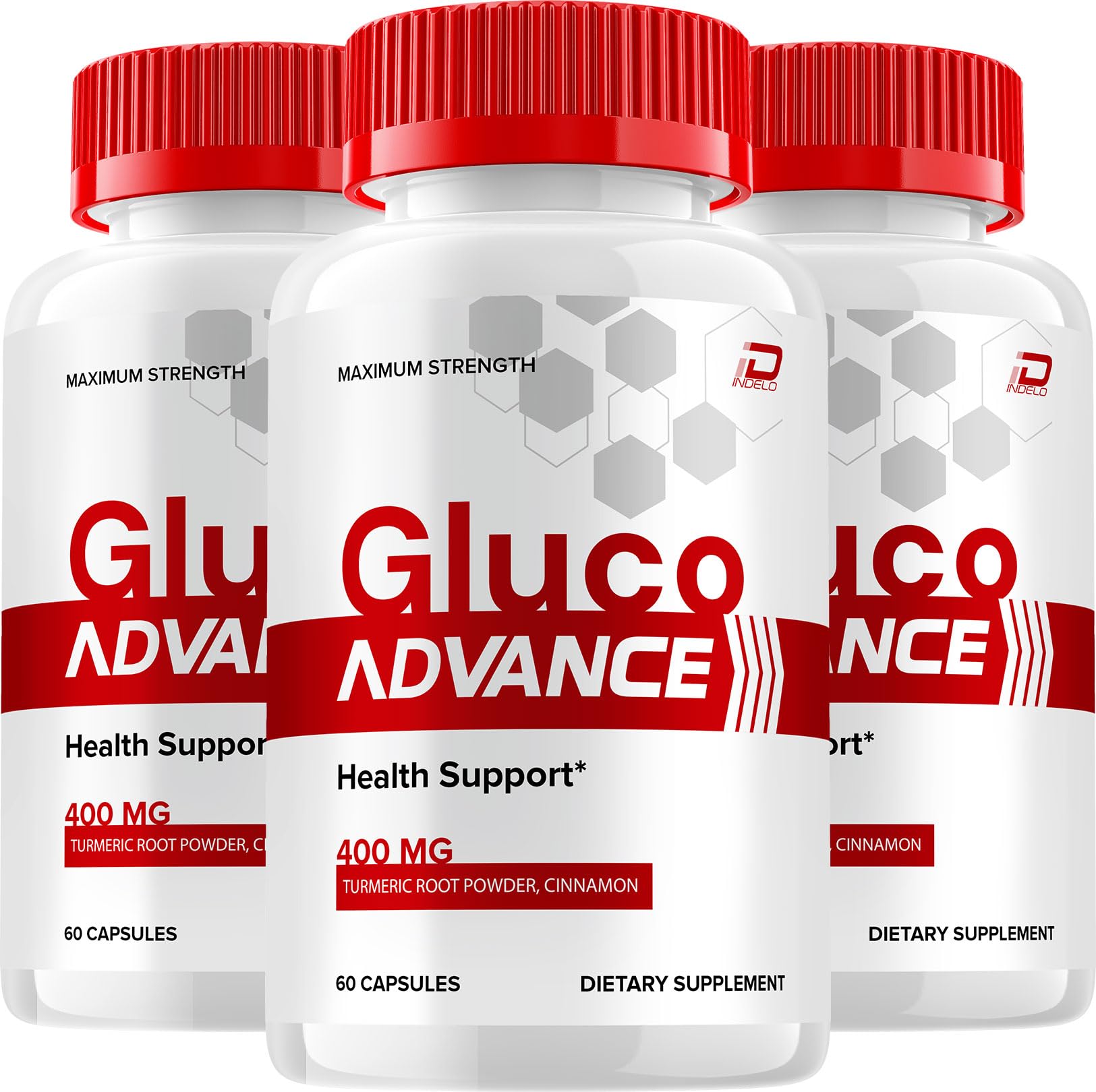 Indelo Gluco Advance GlucoAdvanced Natural Blend Daily Health Supplement Capsules, 180 Capsules