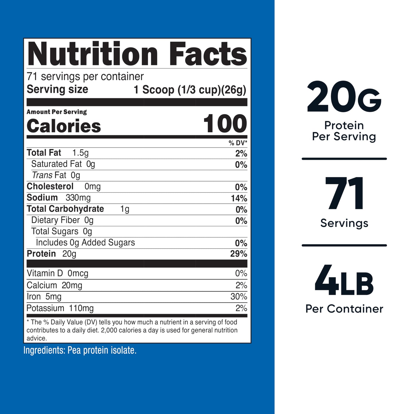 Nutricost Pea Protein Powder, Unflavored, 4.05 lb, Pack of 1