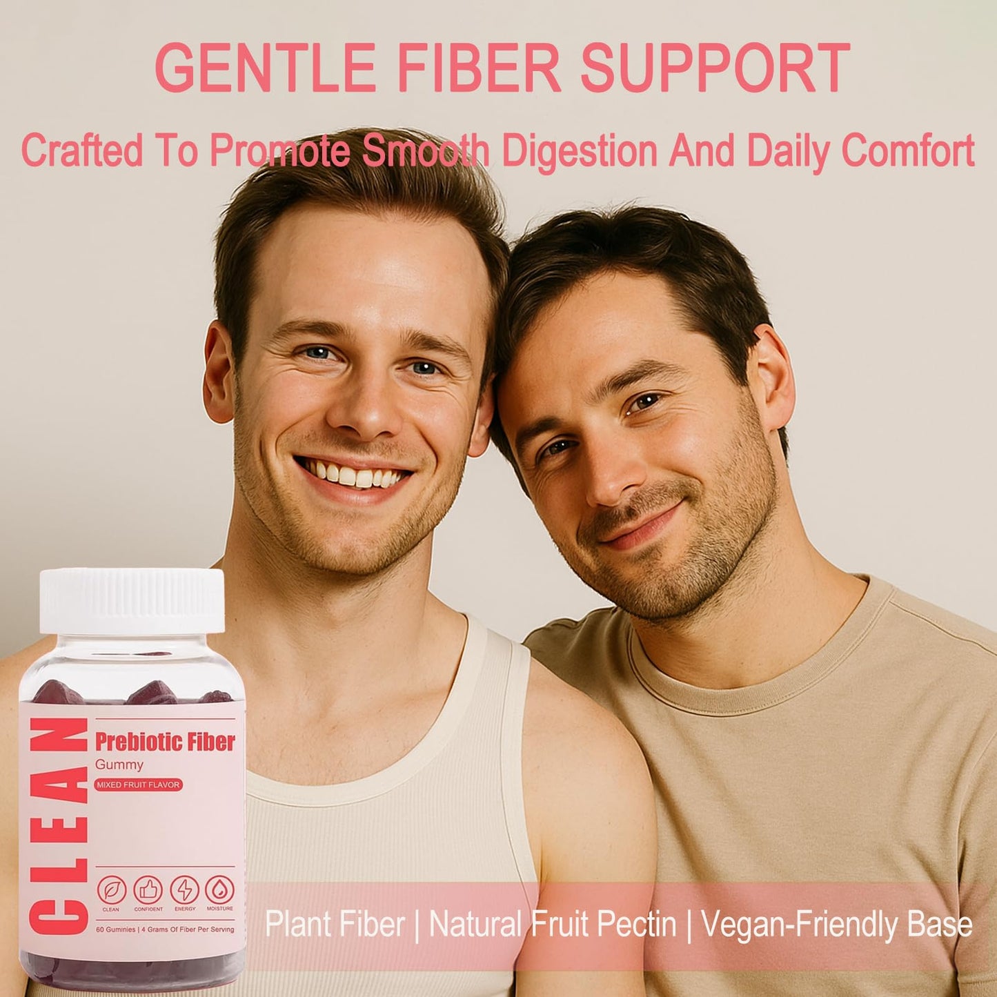 JINMAO Clean Fiber Gummies for Men, 60 Gummies