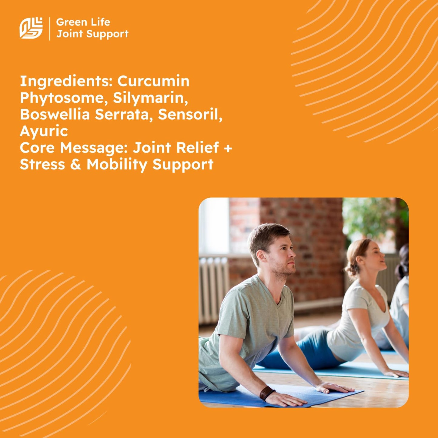 Green Life Org Move Easy Joint Support Supplement, Turmeric Curcumin with Boswellia and Silymarin, 60 Capsules