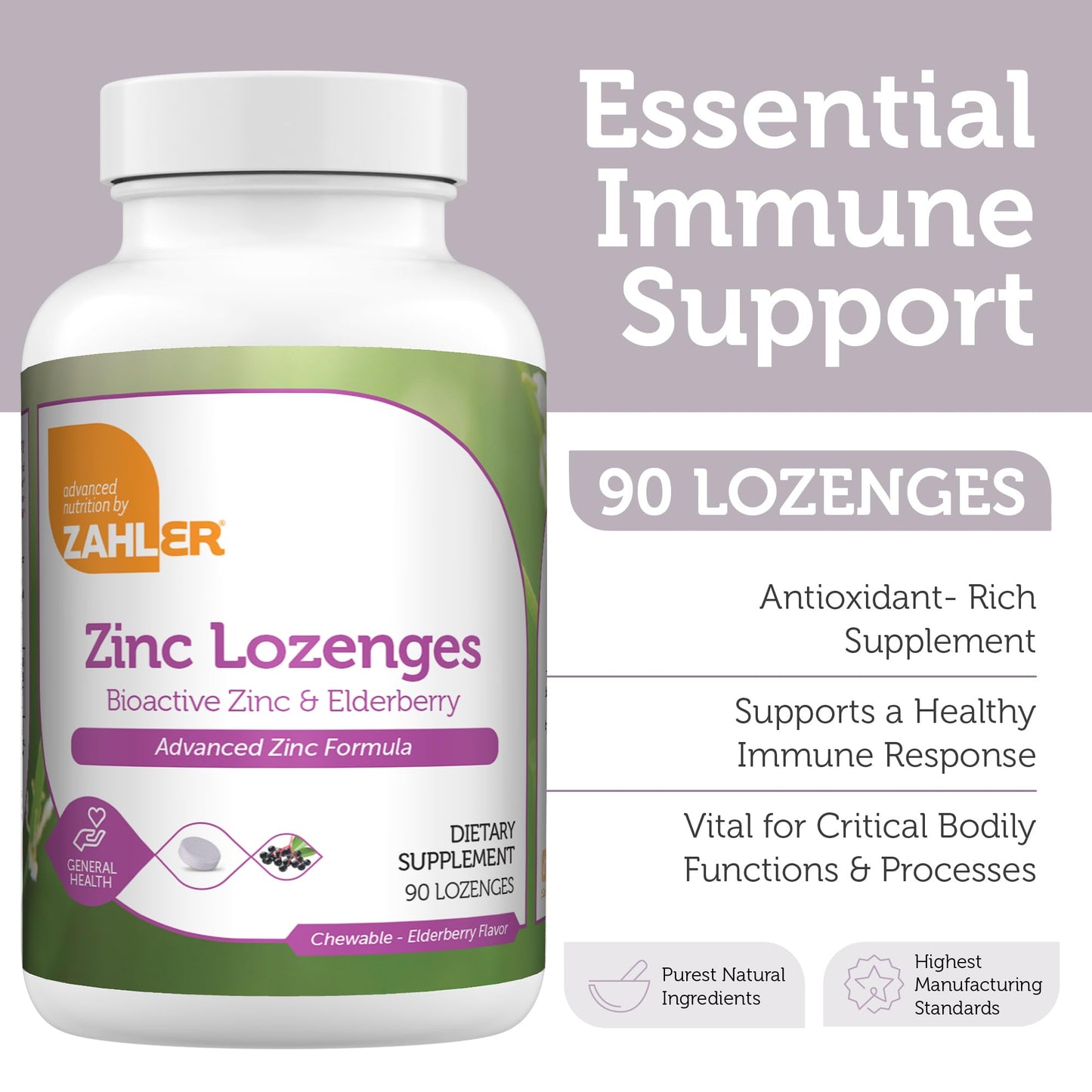 Zahler Elderberry Zinc Lozenges Tablet 90 Count
