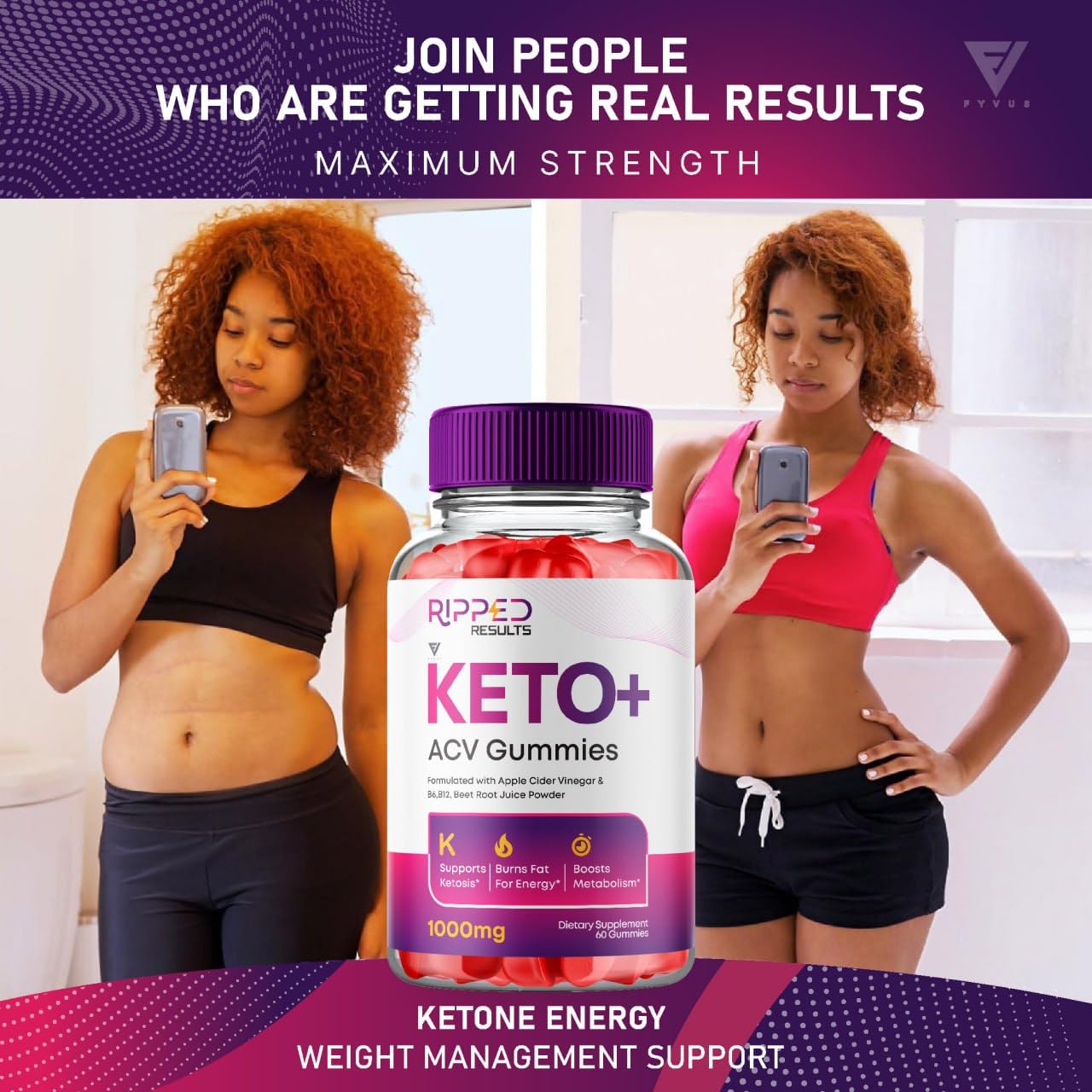 Fyvus Ripped Results Keto ACV Gummies, 120 Gummies