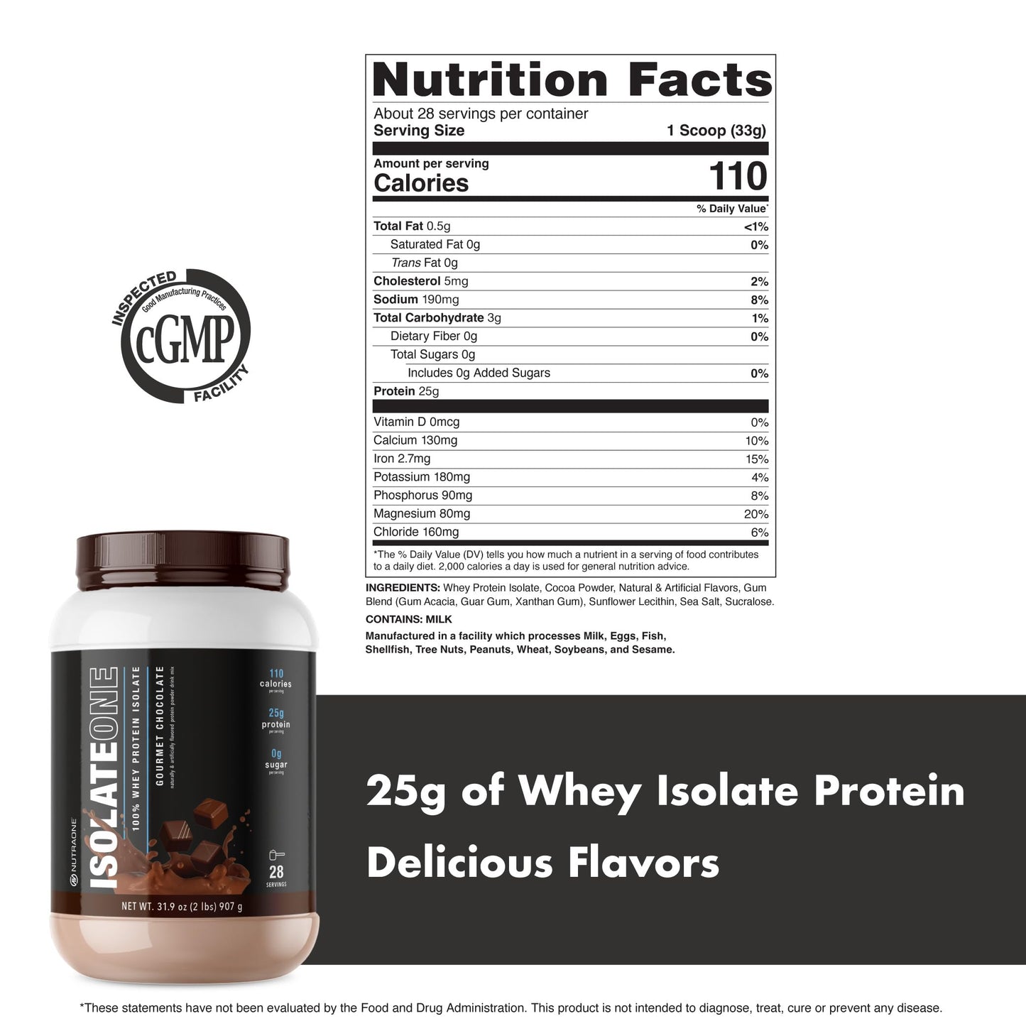 NutraOne IsolateOne Whey Protein Isolate Powder 31.9 Servings