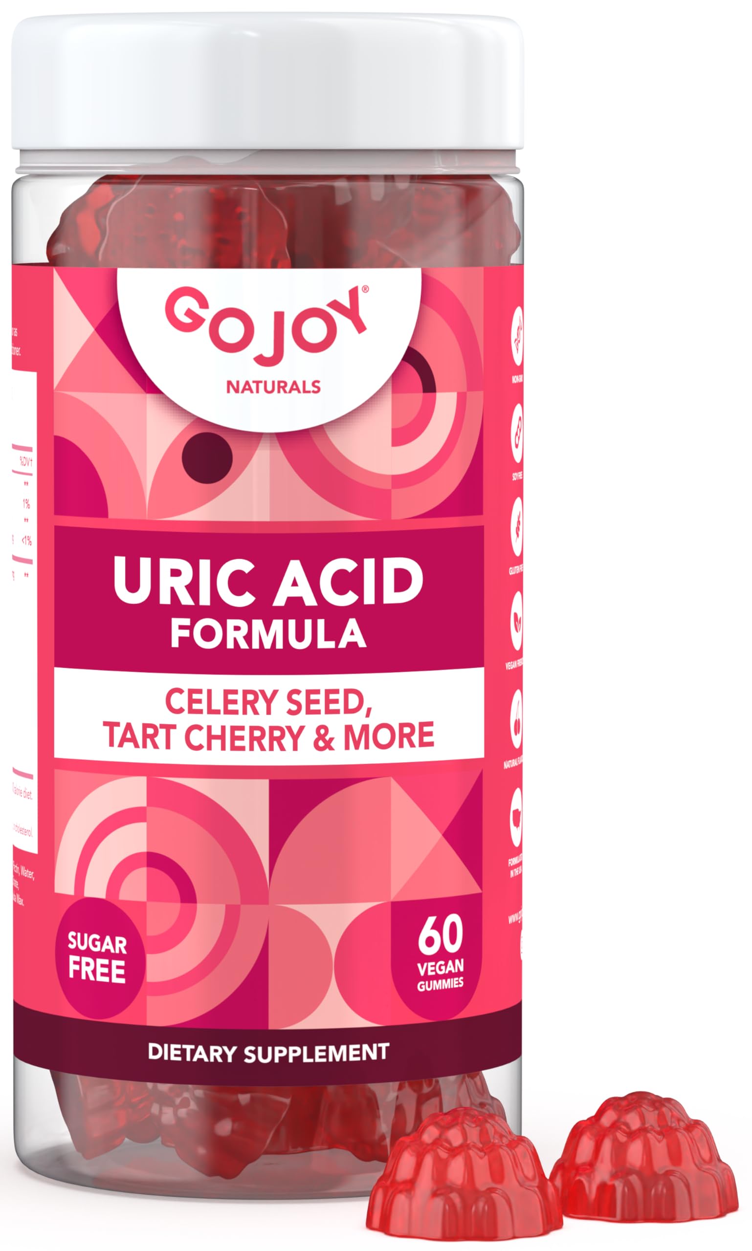 GOJOY NATURALS Uric Acid Support Formula for Adults - Tart Cherry Gummies with Celery Seed Extract, 60 count