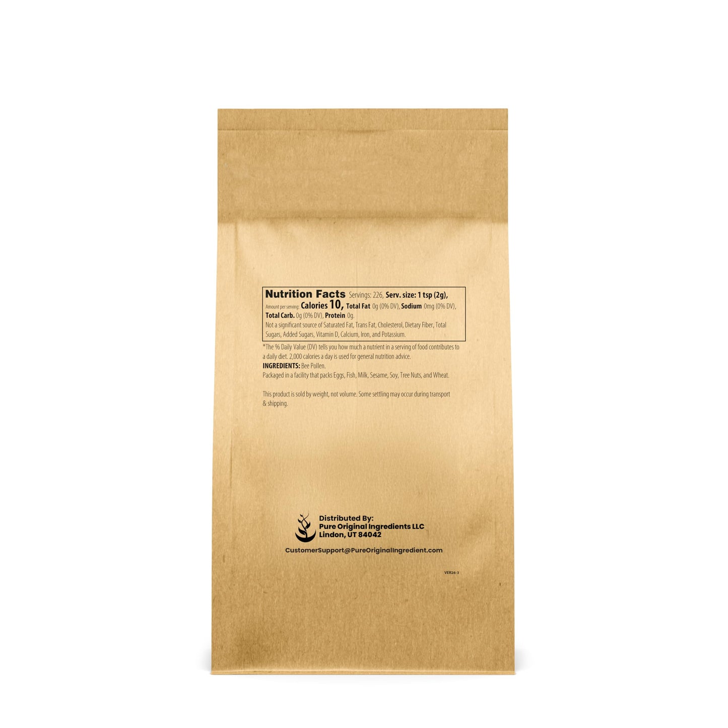 Pure Organic Ingredients Bee Pollen Powder 16 oz