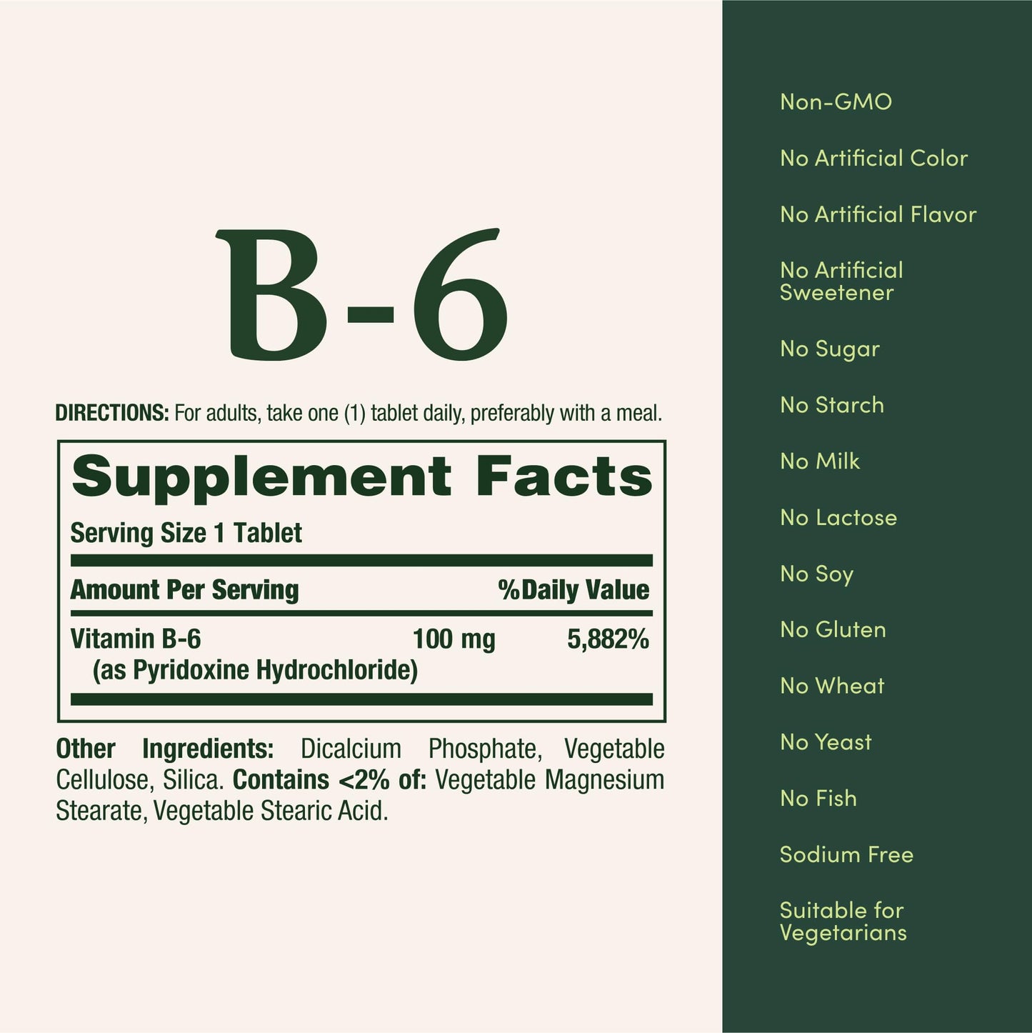 Nature's Bounty Vitamin B6 100mg Tablets, 100 Count