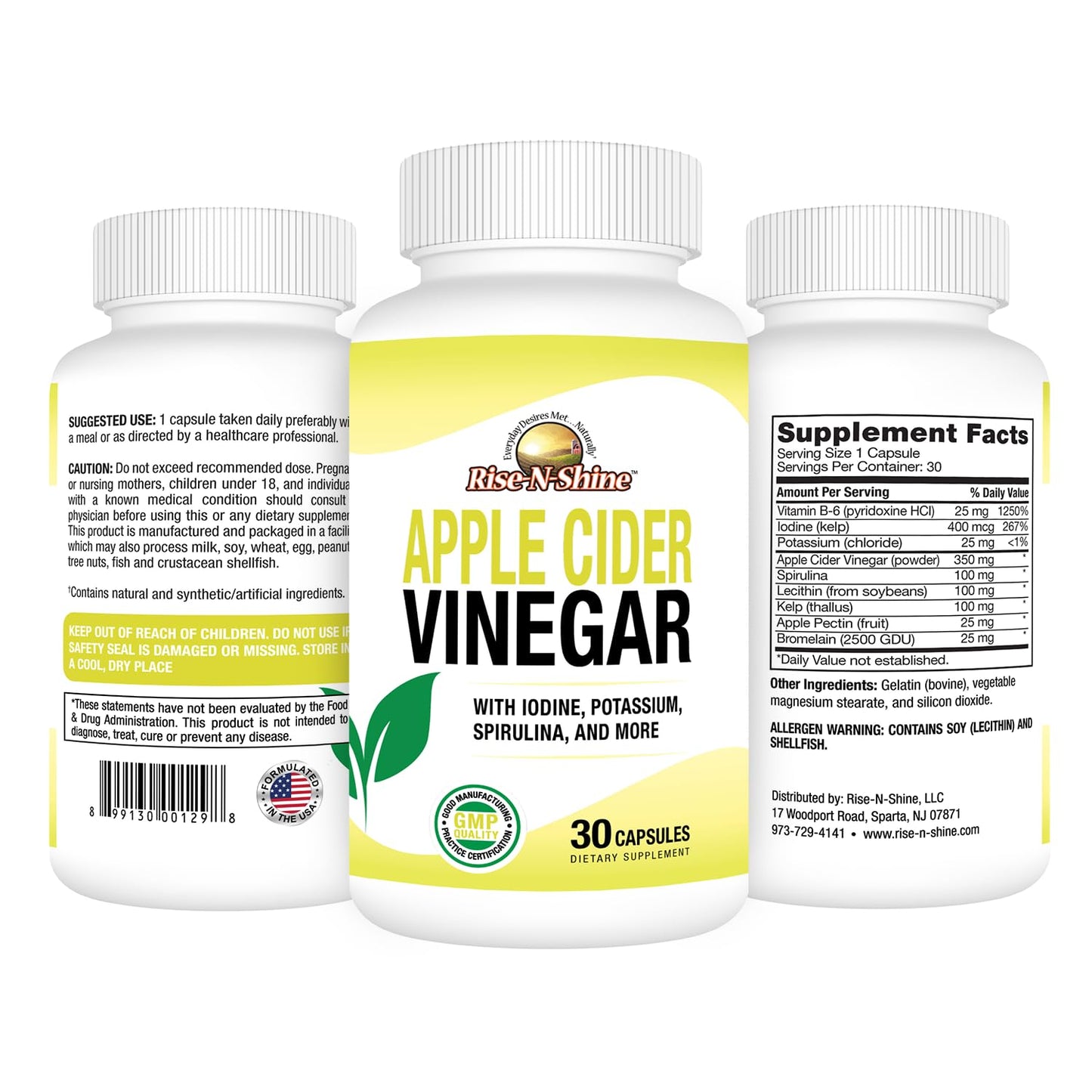 Rise-N-Shine Apple Cider Vinegar Capsules 30 Count