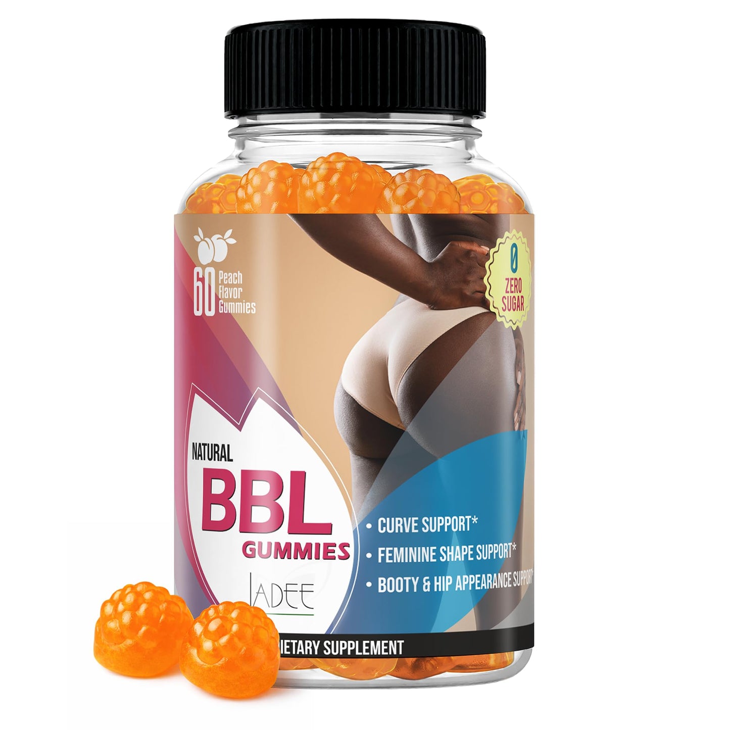 Jadee BBL Gummies for Women's Curves - Weight Gainer for Women with Aguaje, Pueraria Mirifica & Fenugreek | Butt Growth & Hips Enhancement Gummies for Bigger Butt, Curves & Feminine Weight Gain, 60 Gummies