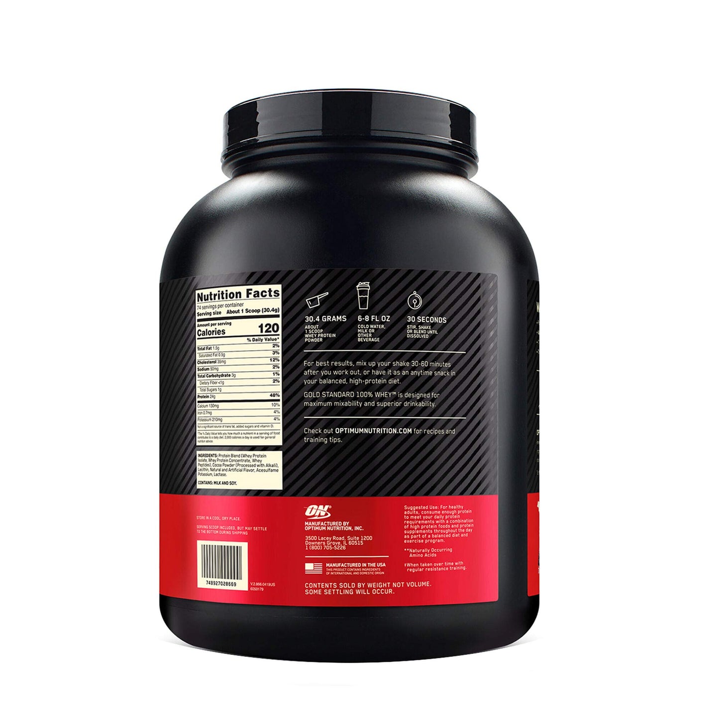 Optimum Nutrition 100% Whey Gold Chocolate Whey Protein Powder 5 lb (80 Servings)