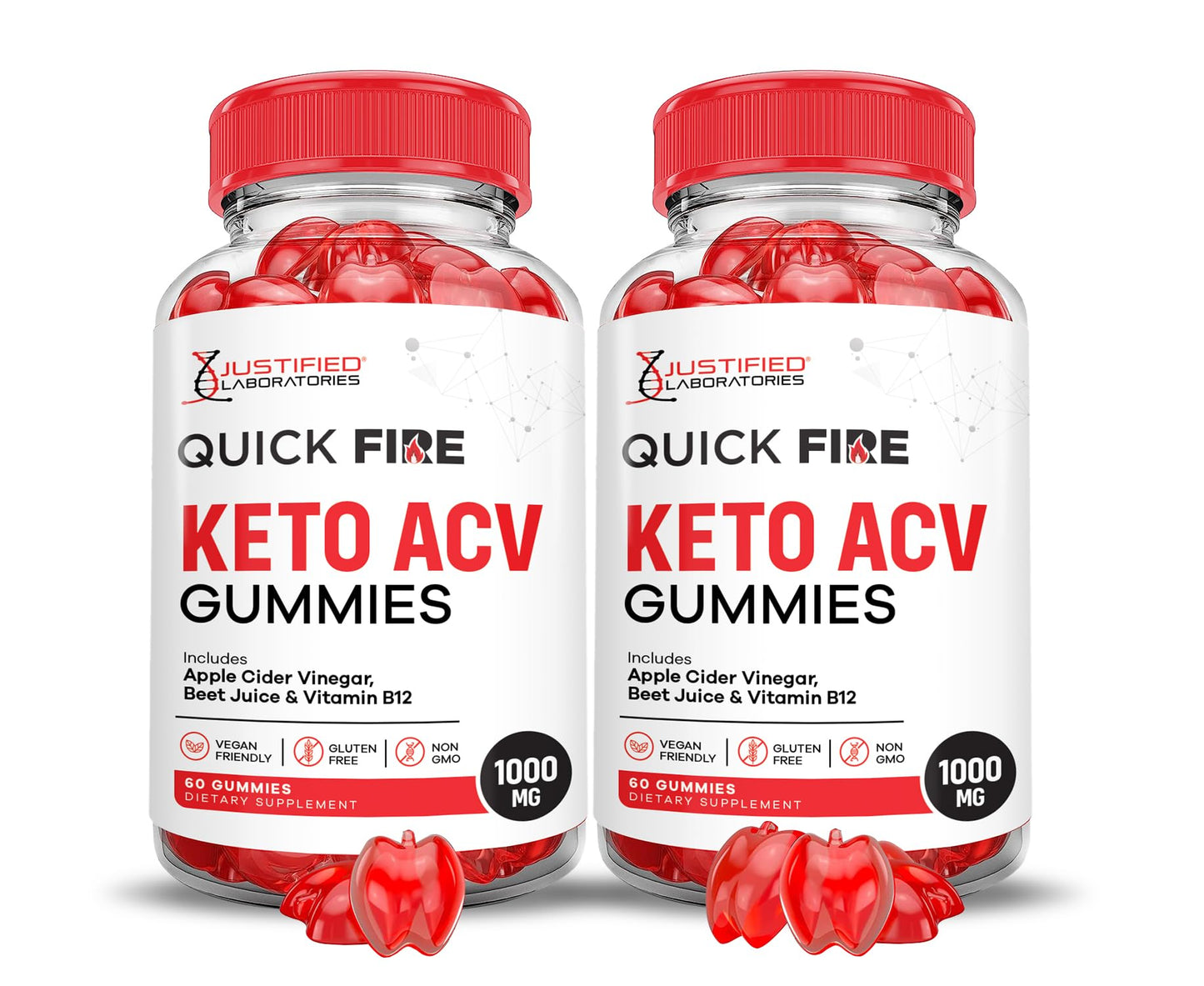 Justified Laboratories Quick Fire Keto ACV Gummies Advanced Formula 1000MG, 120 Gummies
