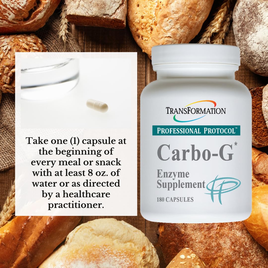 TRANSFORMATION Carbo-G High Potency Enzyme Blend with Probiotics & Herbs, 180 Capsules