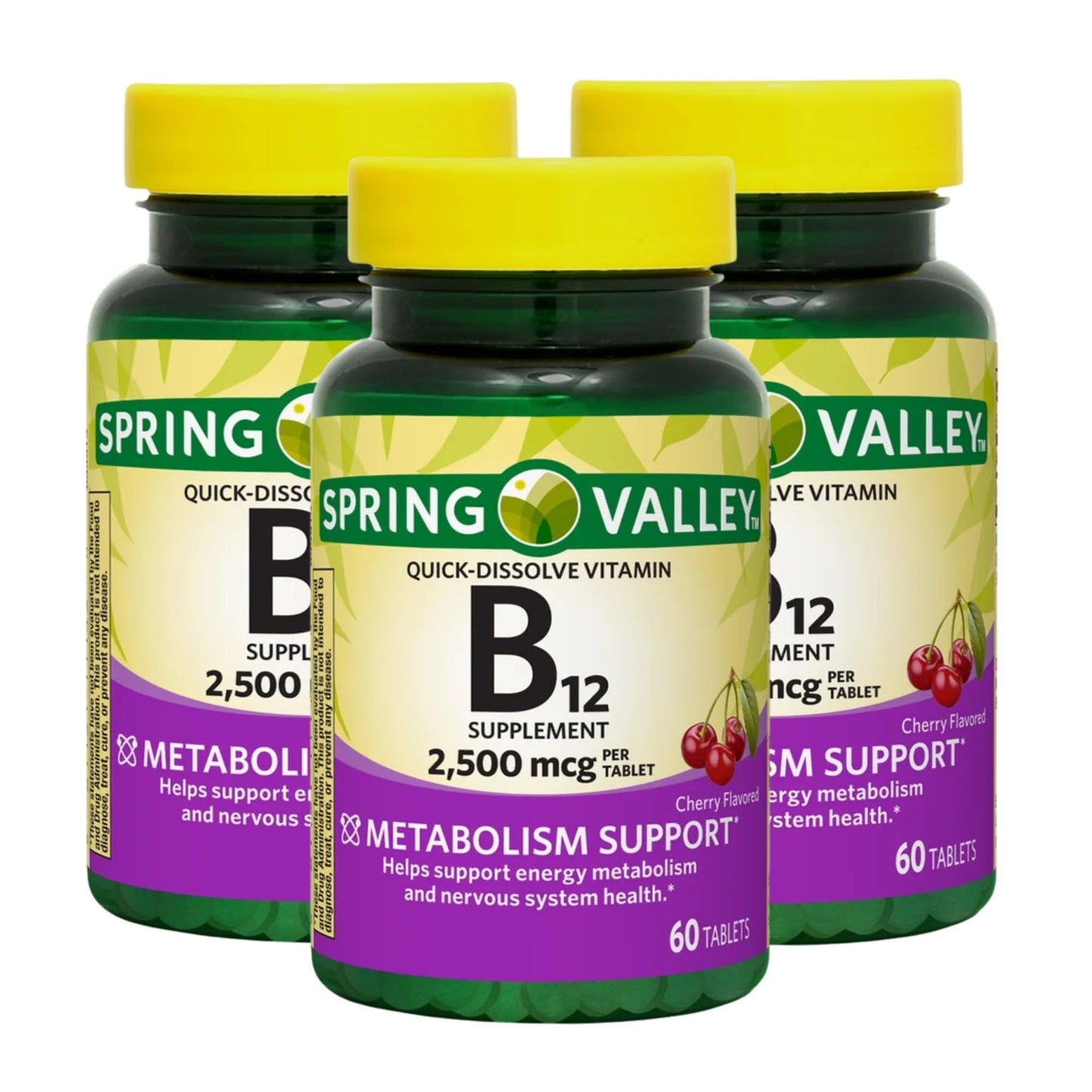 Unique Bundle Store Vitamin B12 2500 mcg Quick-Dissolve Tablets - Cherry Flavor, High Potency B12 Vitamin, Daily Vitamin B12 Supplement, Vegetarian Formula, 180 Tablets