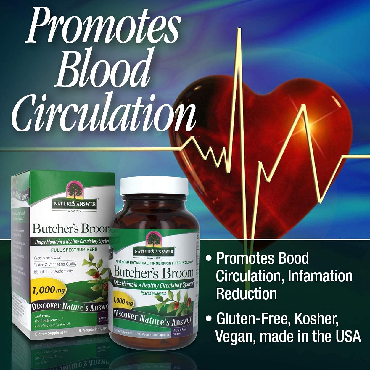 Nature's Answer Butcher's Broom Root Supplement Capsules 90 Count