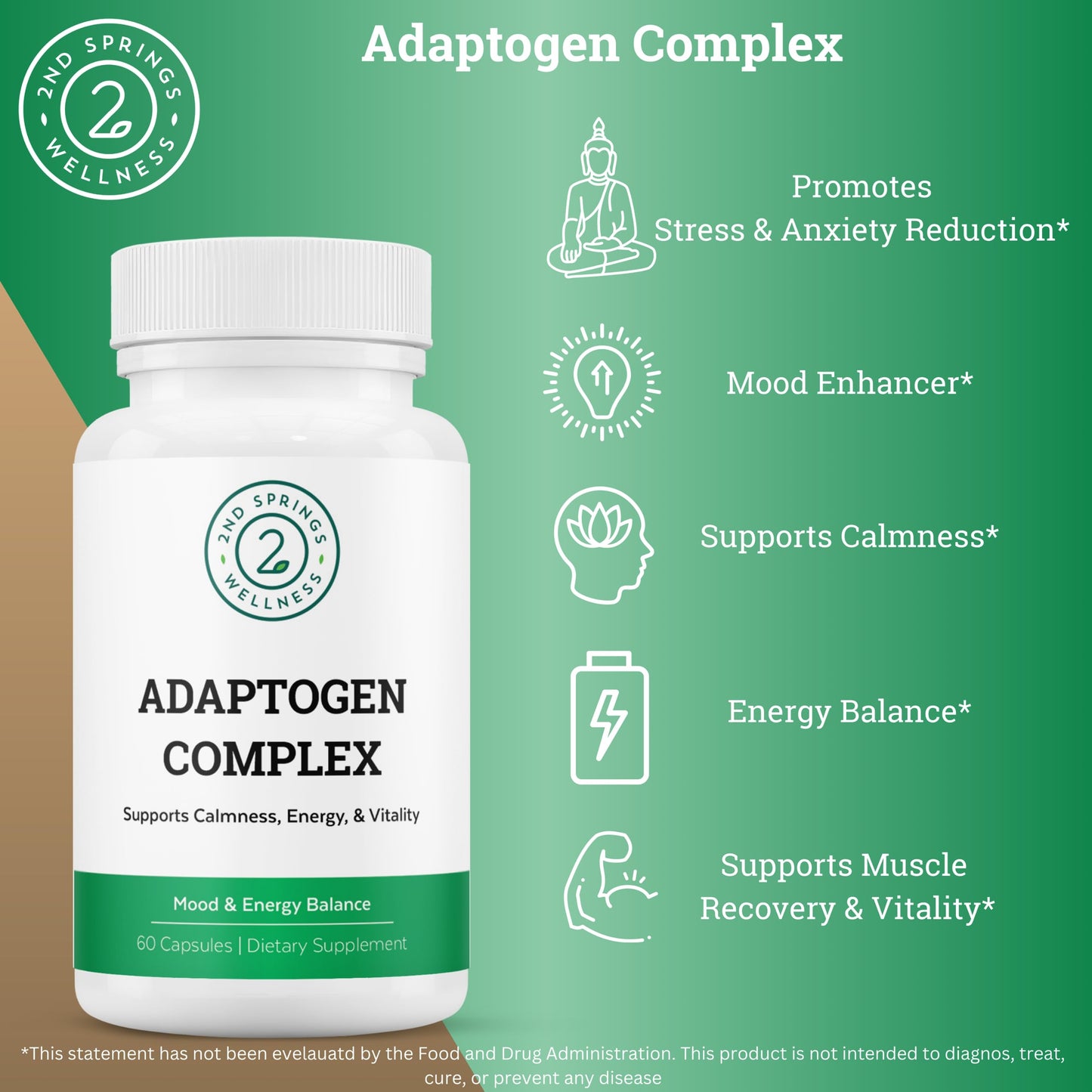 2nd Springs Adaptogen Complex & Vitamin D3+K2 Chewables Bundle, 2