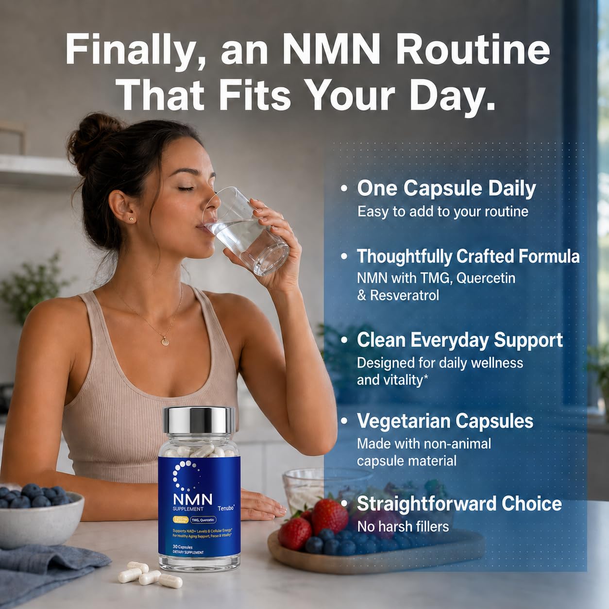 Tenubo NMN Supplement 1000mg Capsule, 30 Count