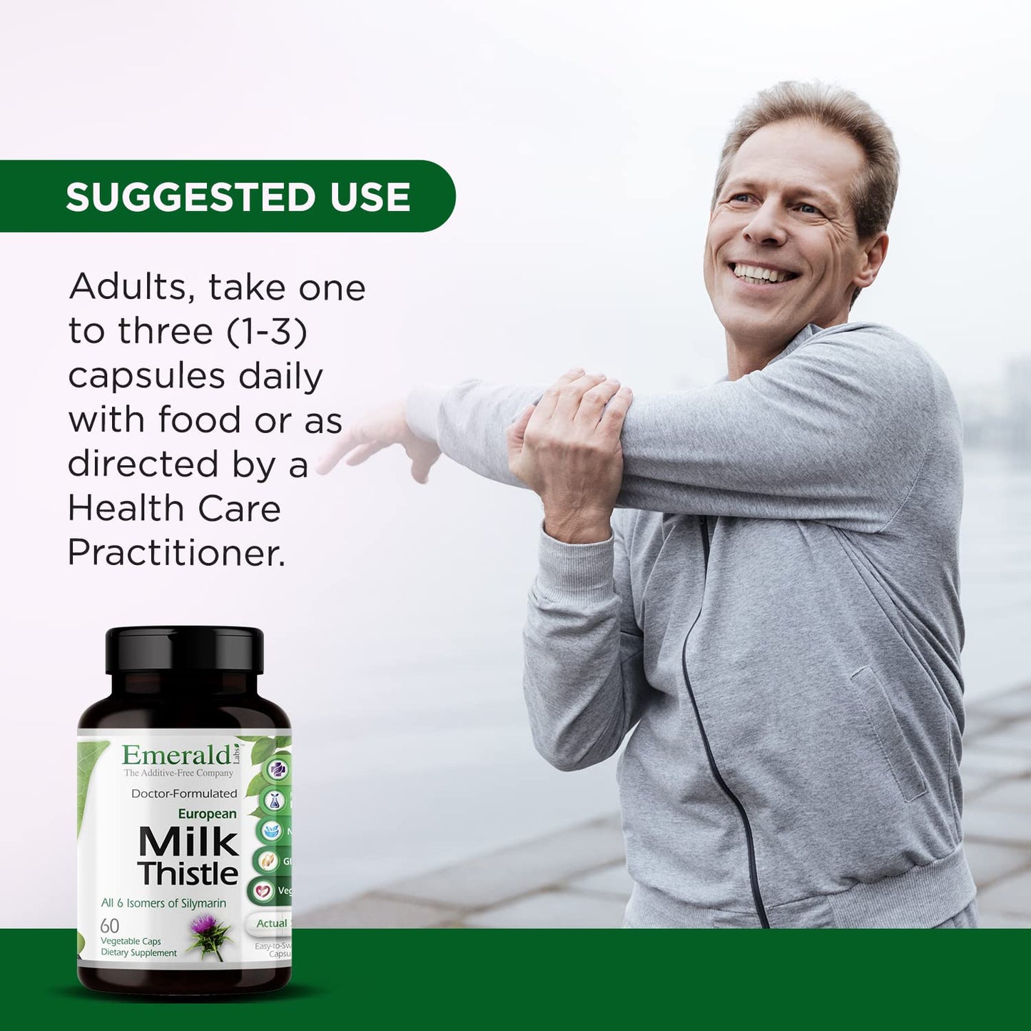 Emerald Labs European Milk Thistle Organic Milk Thistle Extract Capsule 60 Count