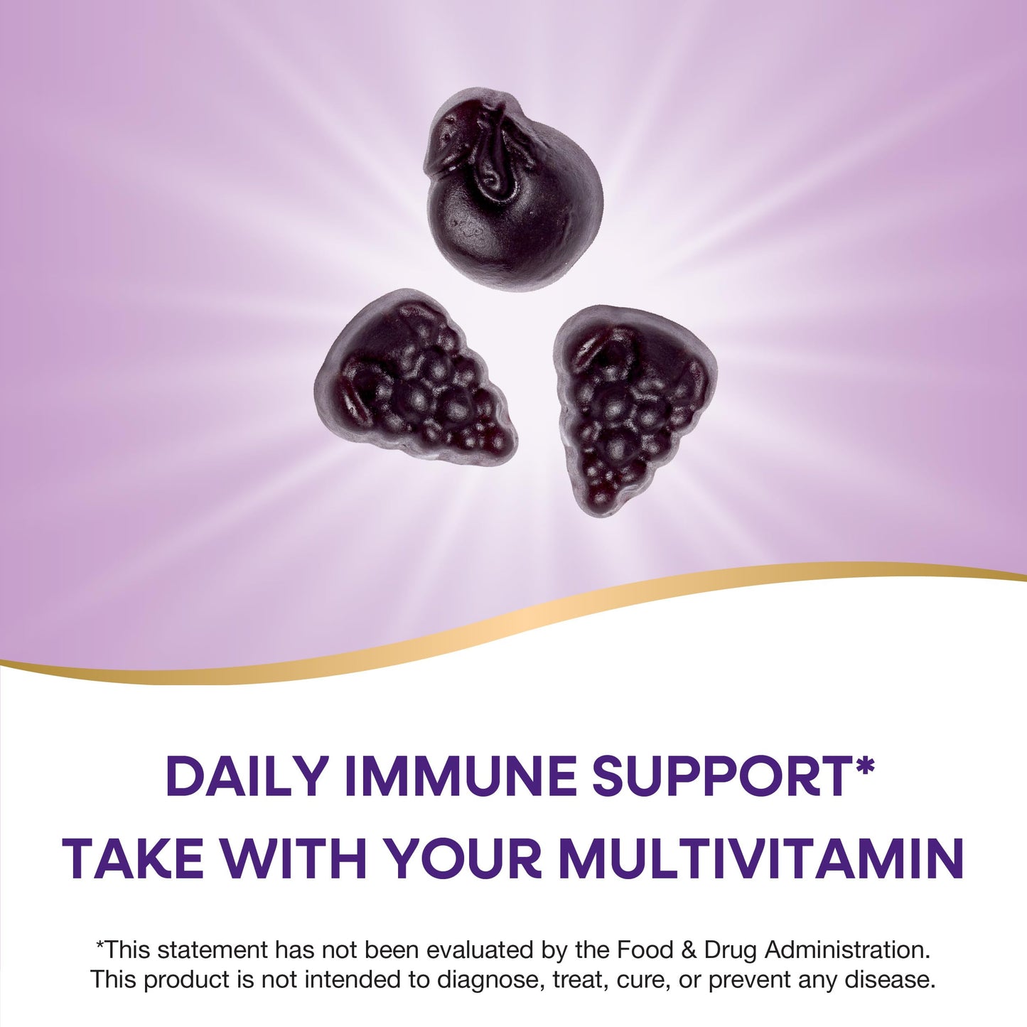 Nature's Way Alive! Immune Support Gummies with Elderberry Extract, Vitamins C & D3, Zinc, No Gluten, Grape & Cherry Flavored, 90 Gummies