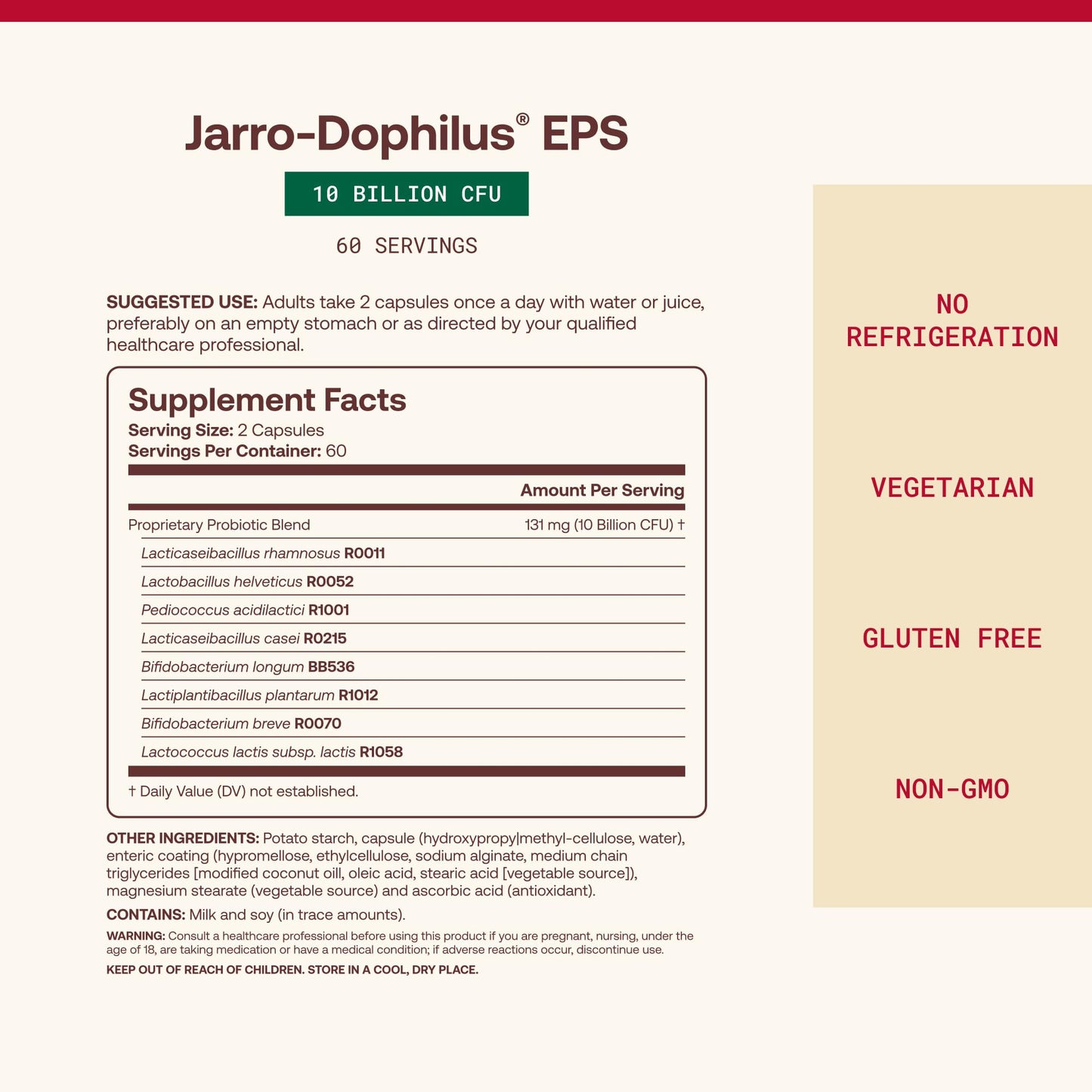 Jarrow Formulas Jarro Dophilus Probiotics 10 Billion CFU - Probiotic Supplement Capsule, 120 Count