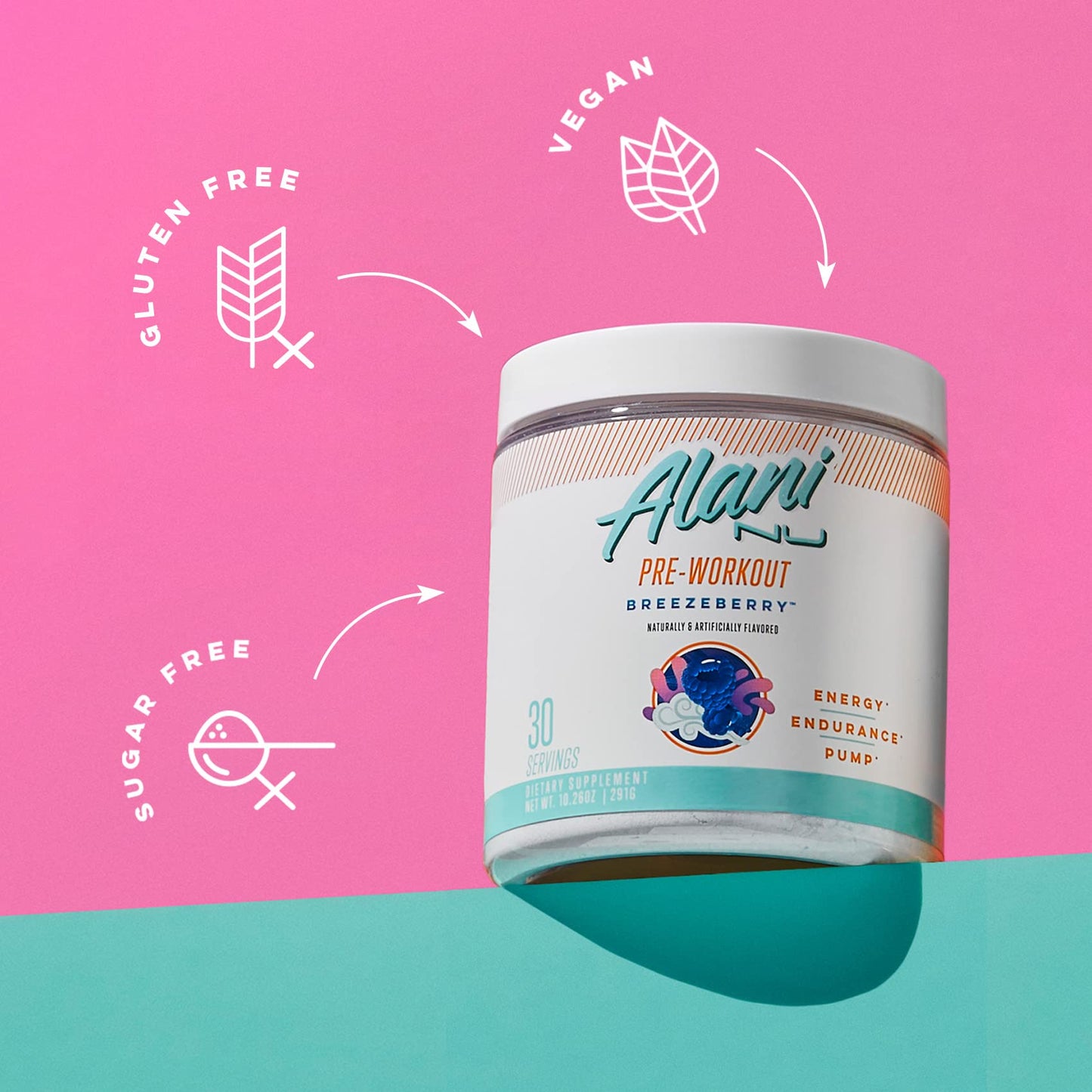 Alani Nu Pre Workout Powder BREEZEBERRY 11 oz