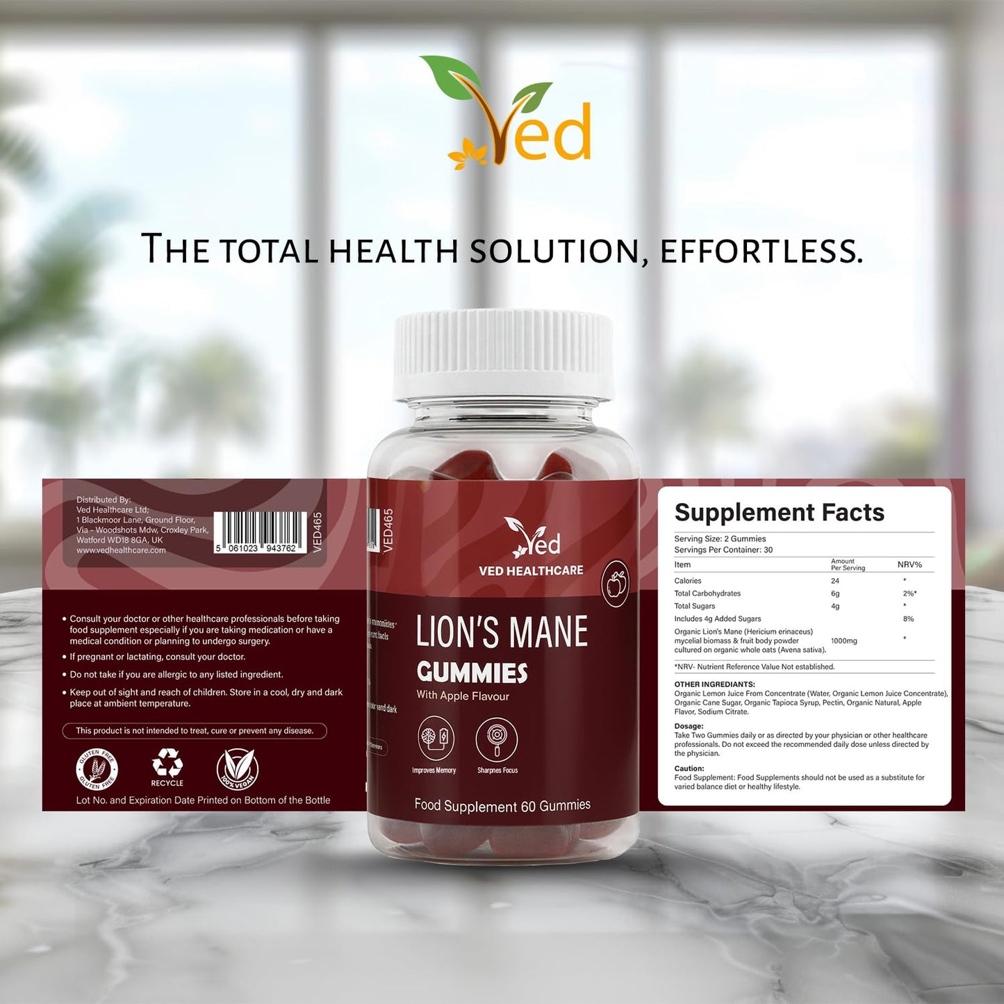 Ved Lions Mane Gummies 60 Count