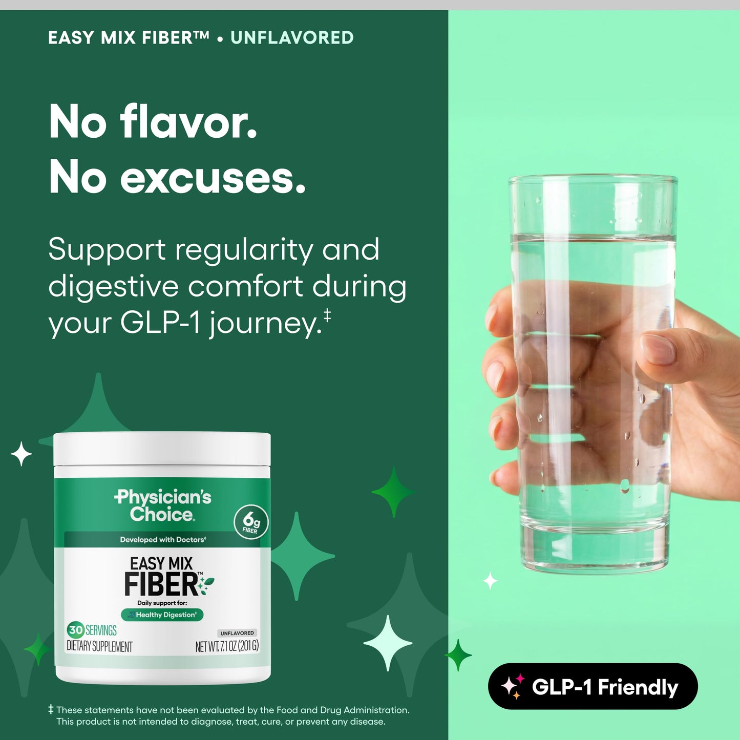 Physician's CHOICE Easy Mix Fiber for GLP-1 Support Powder 7.1 oz