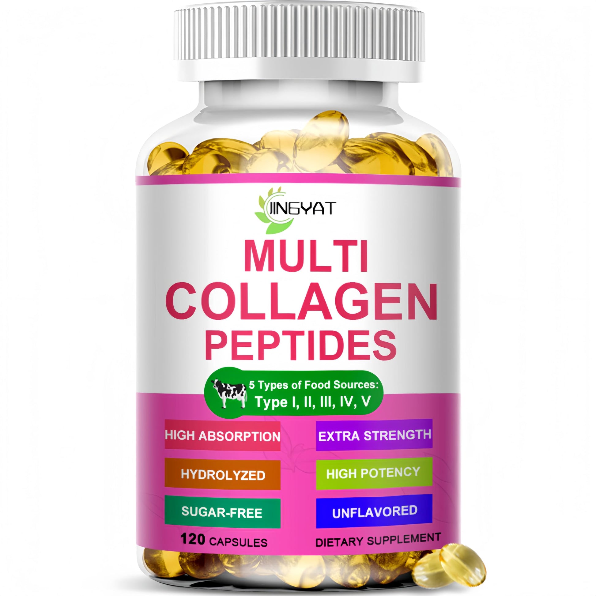 JINGYAT Multi Collagen Peptides Softgels 120 Count