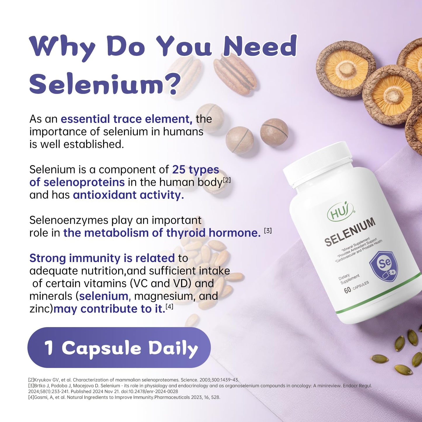 HUJ Selenium Supplement Capsules 60
